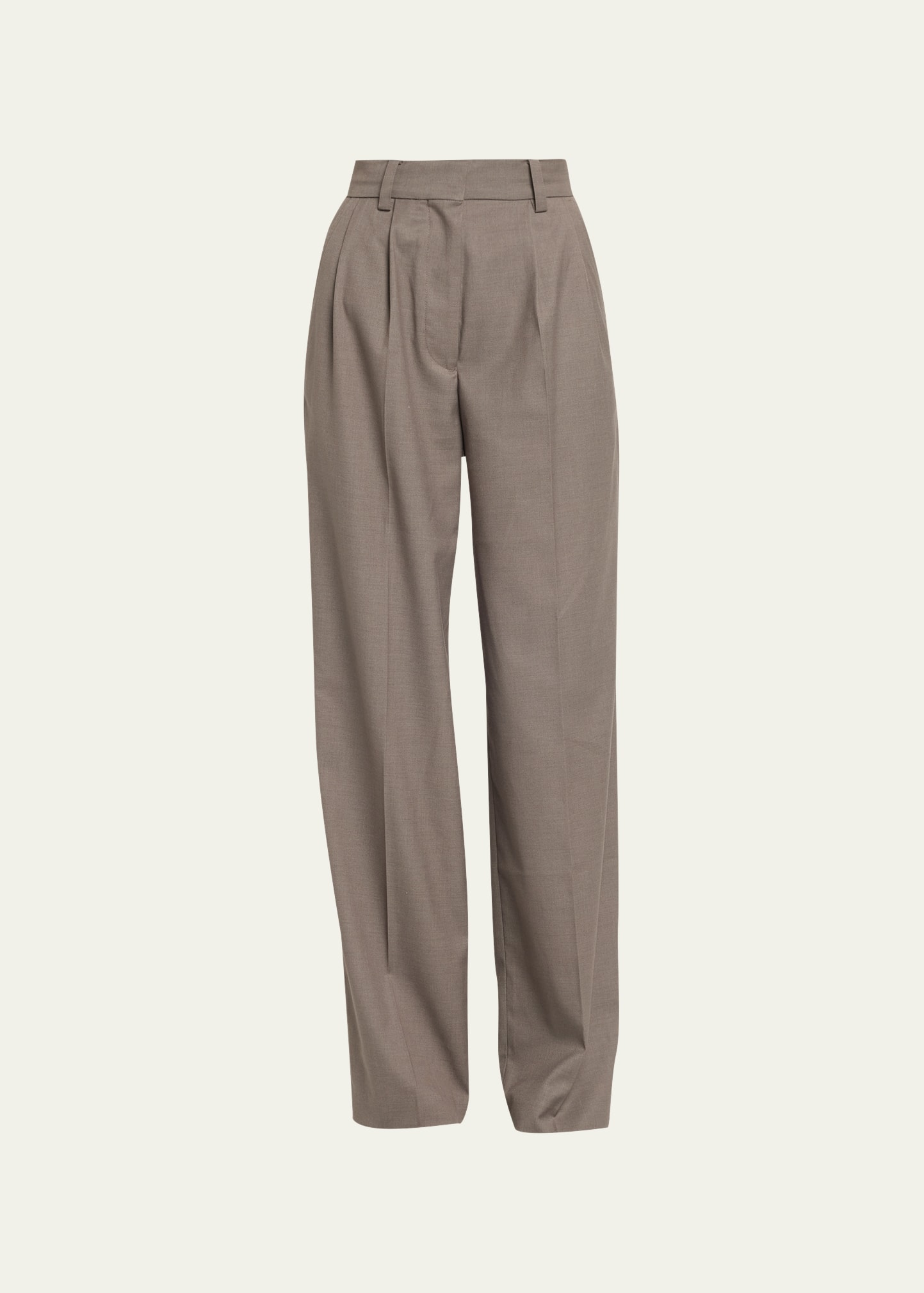 ROKH BELT-STRAP PLEATED STRAIGHT-LEG TROUSERS