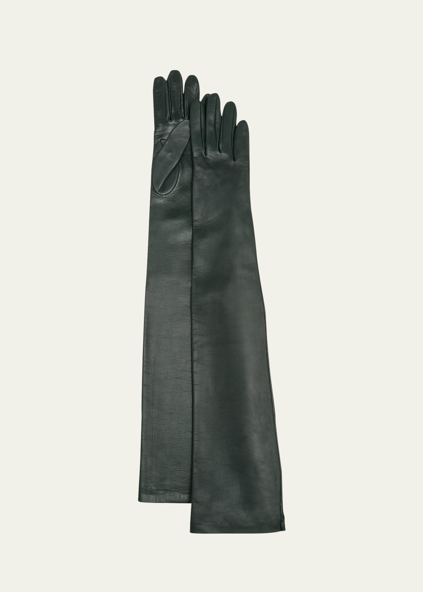 The Row Simon Leather Gloves In Green
