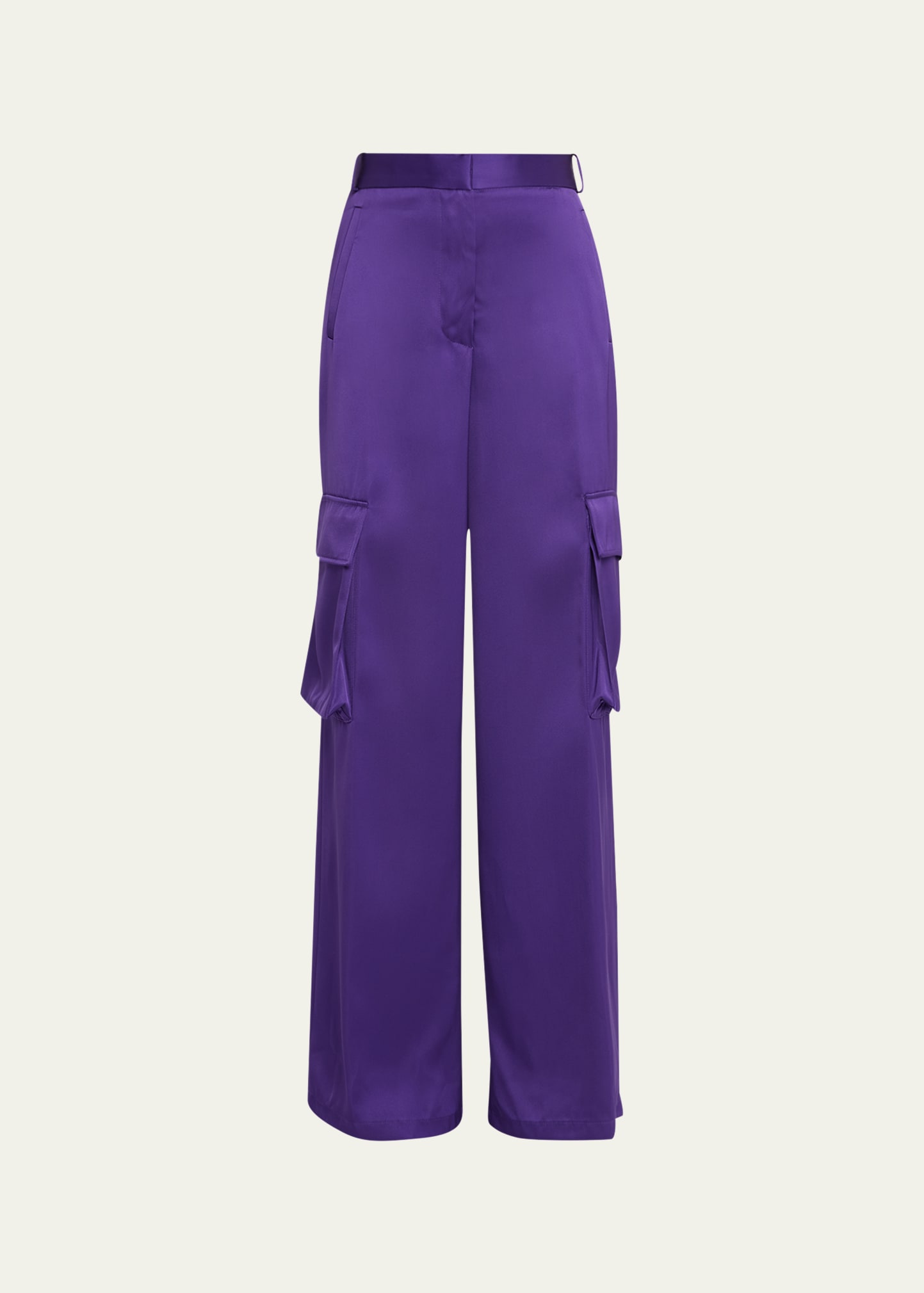 Versace Duchesse Viscose Informal Wide-leg Cargo Pant In Bright Dark Orchi