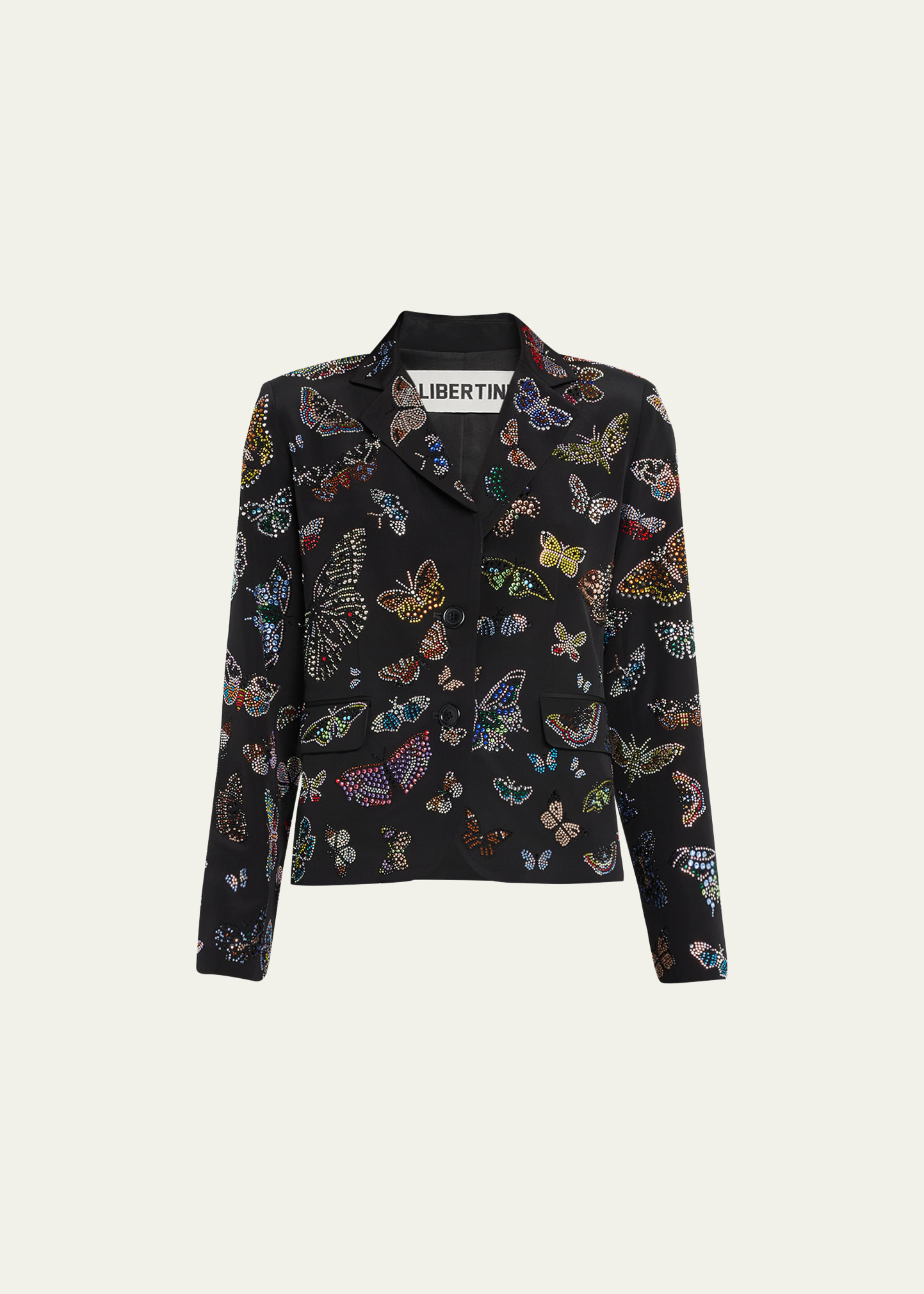 Libertine Millions Of Butterflies Short Blazer With Crystal Detail In Black