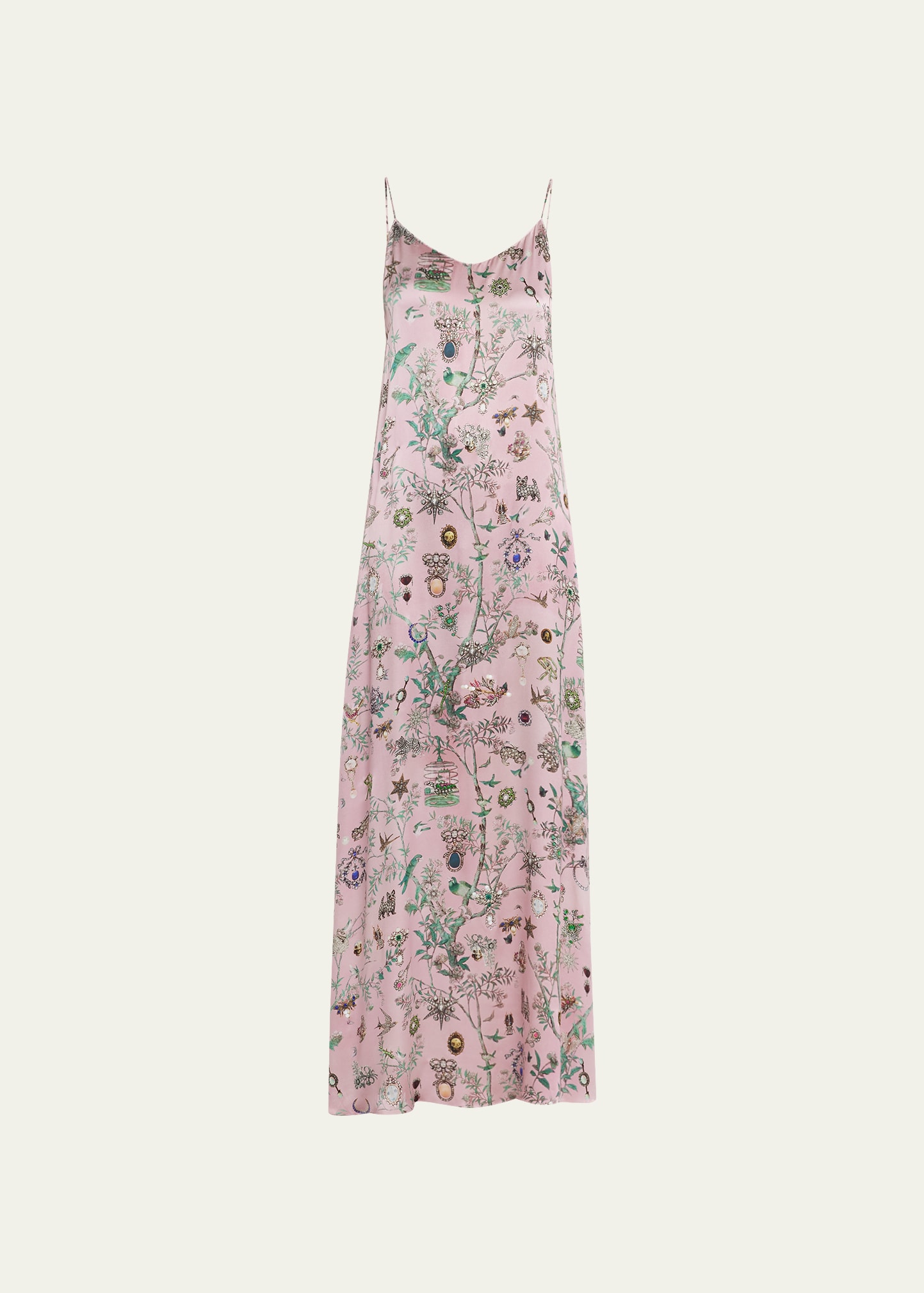 Libertine Pauline De Rothchild Classic Printed Slip Dress With Crystals In Pink Multi