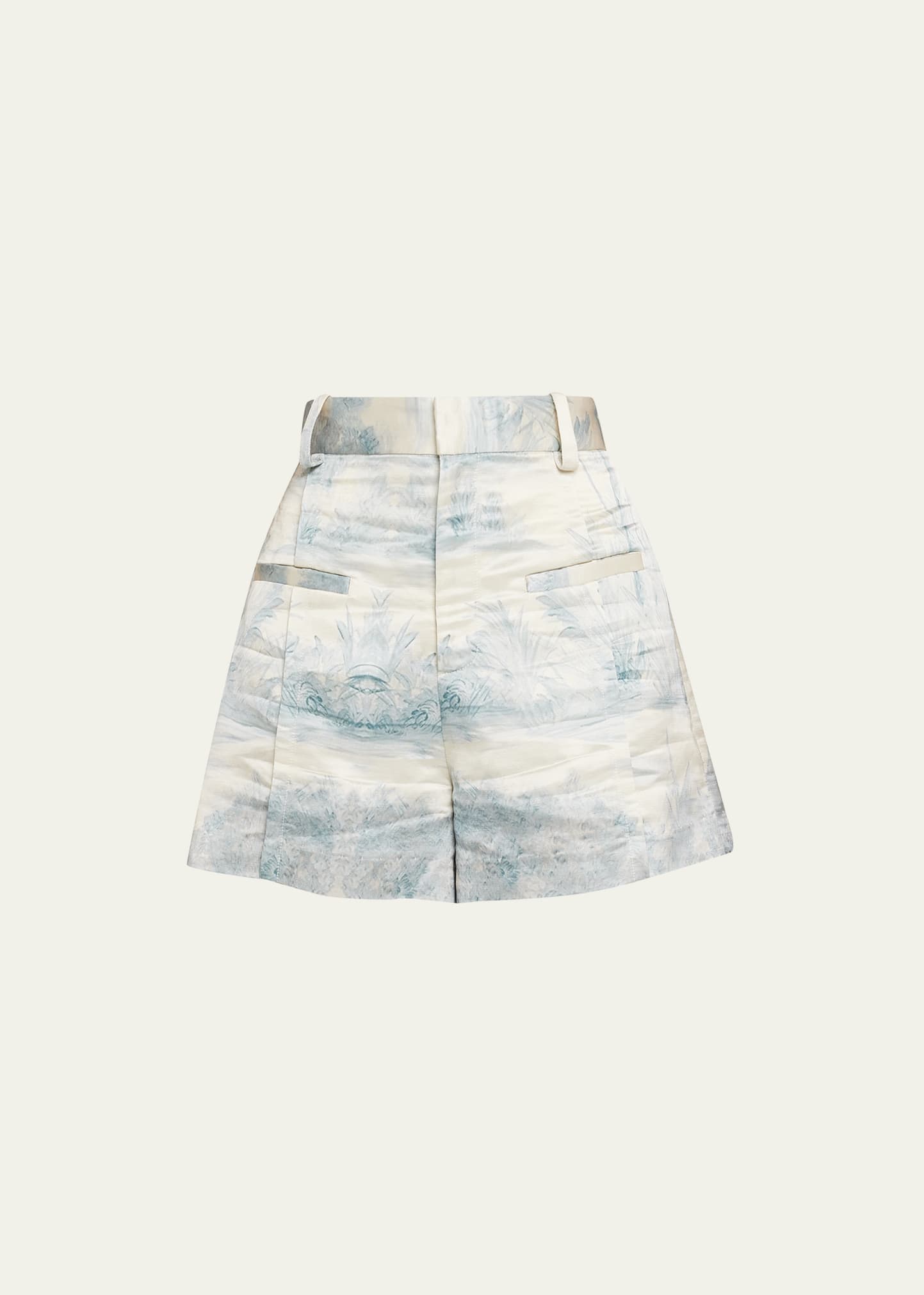 Libertine Blue Pastoral High Waisted Shorts In Cream Blue