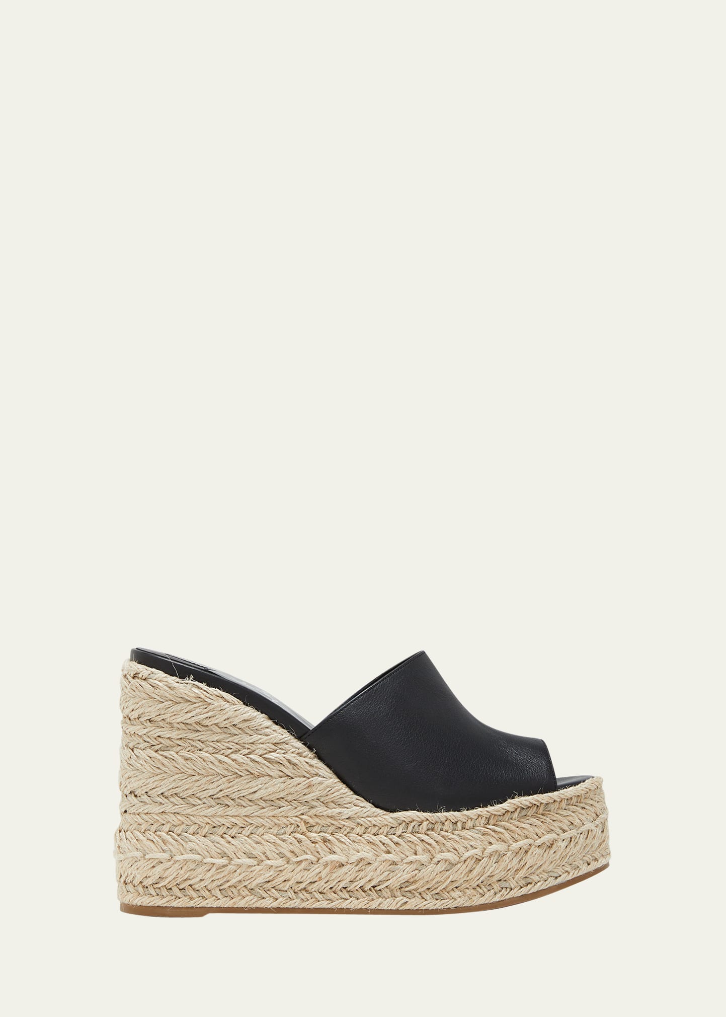 Christian Louboutin Ariella Zeppa Leather Wedge Espadrilles 130 In Black/natural