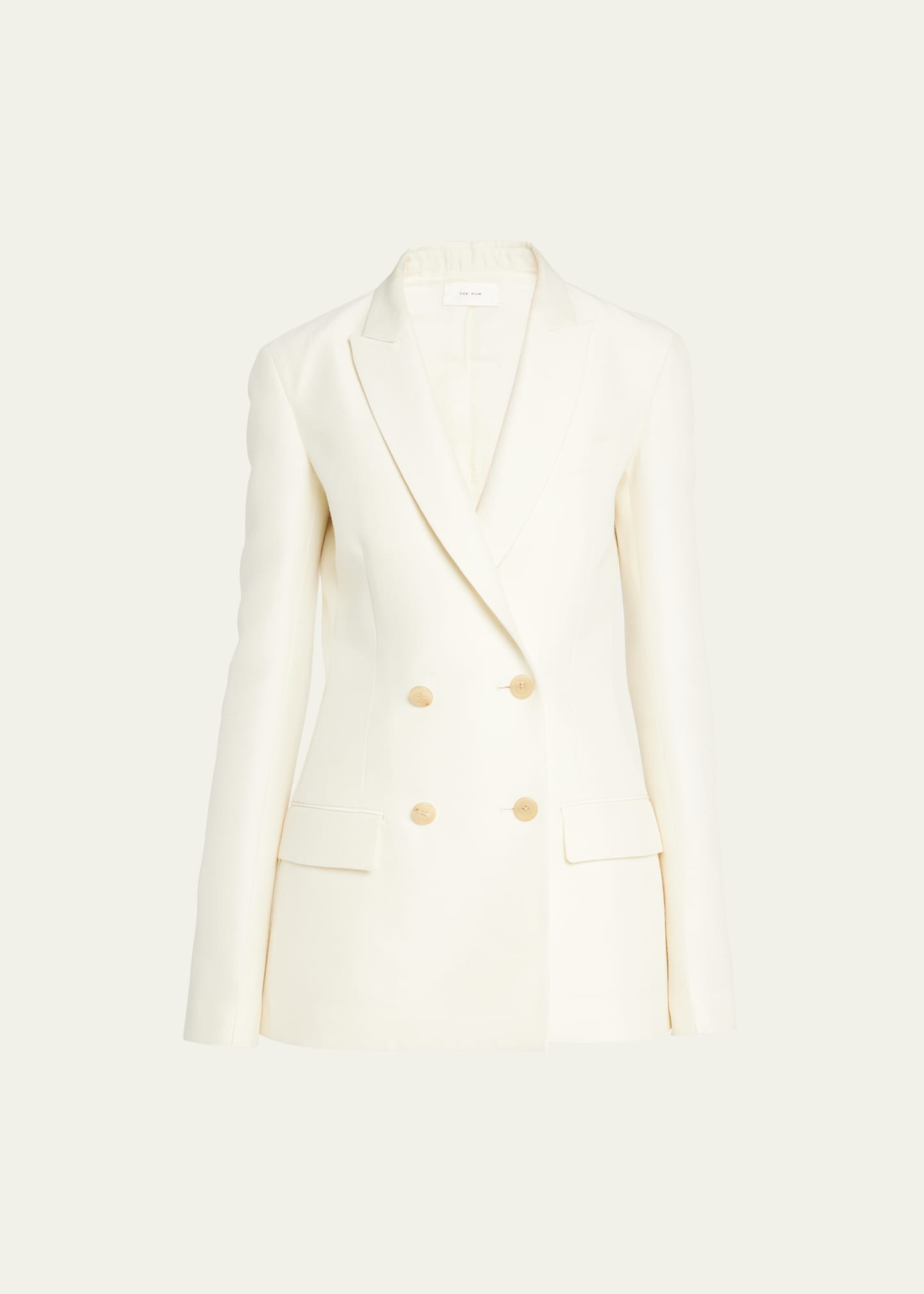 The Row Jerome Floral Jacquard Double-breasted Satin-lapel Jacket In Pale Moon