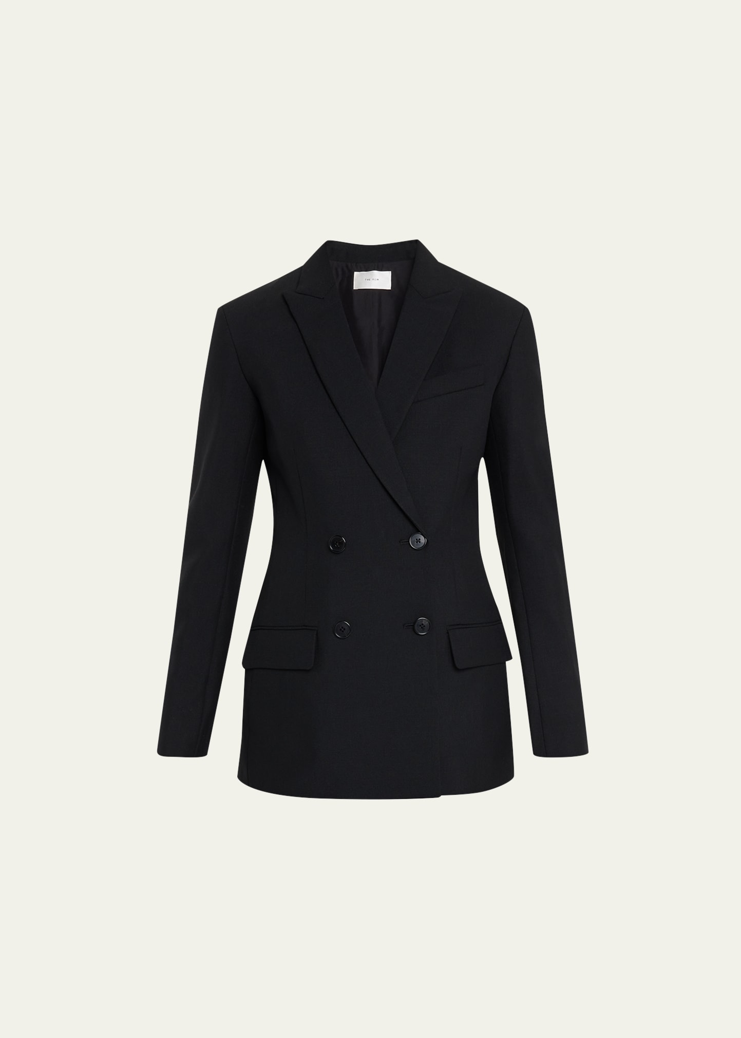 The Row Aristide Tailored Double Breasted Wool & Mohair Jacket in Black |  Smart Closet