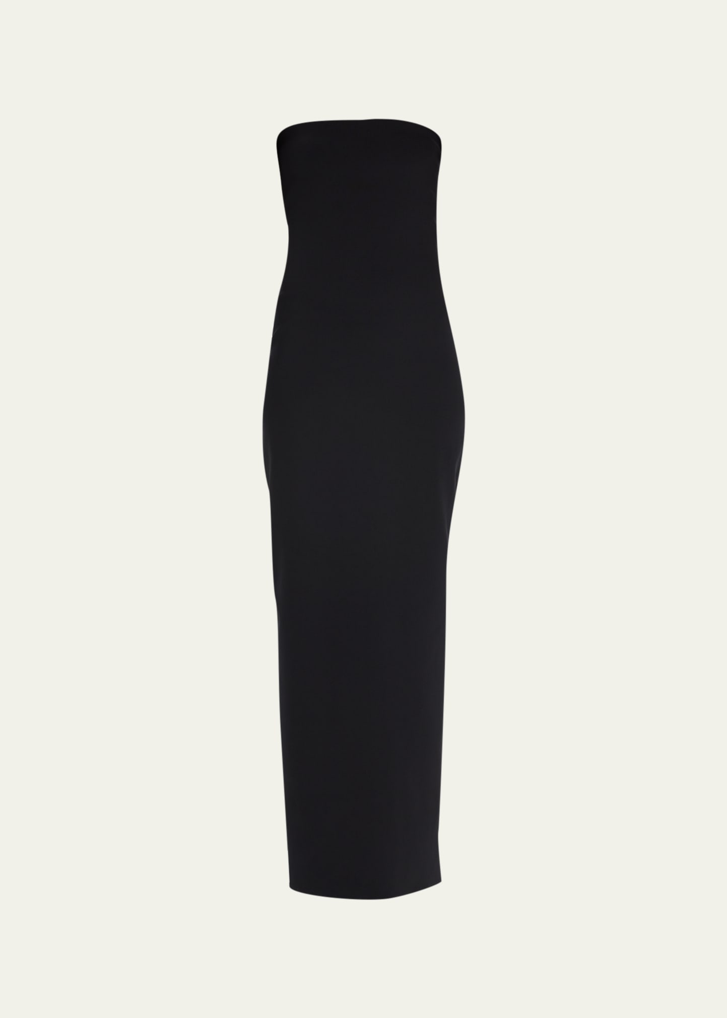 The Row Reeta Strapless Wool And Silk-blend Maxi Dress In Black