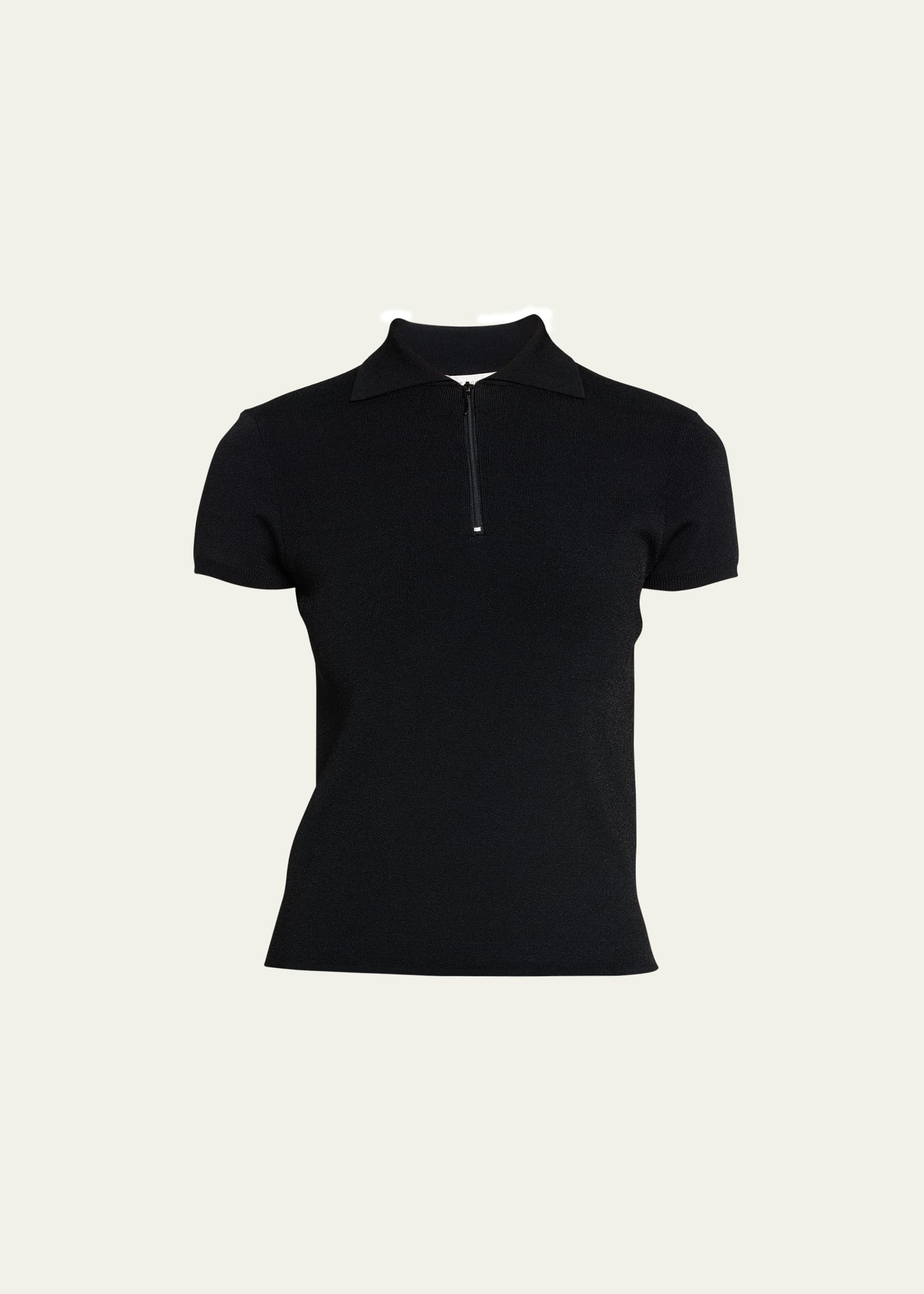 The Row Cauro Zip-front Polo Top In Black
