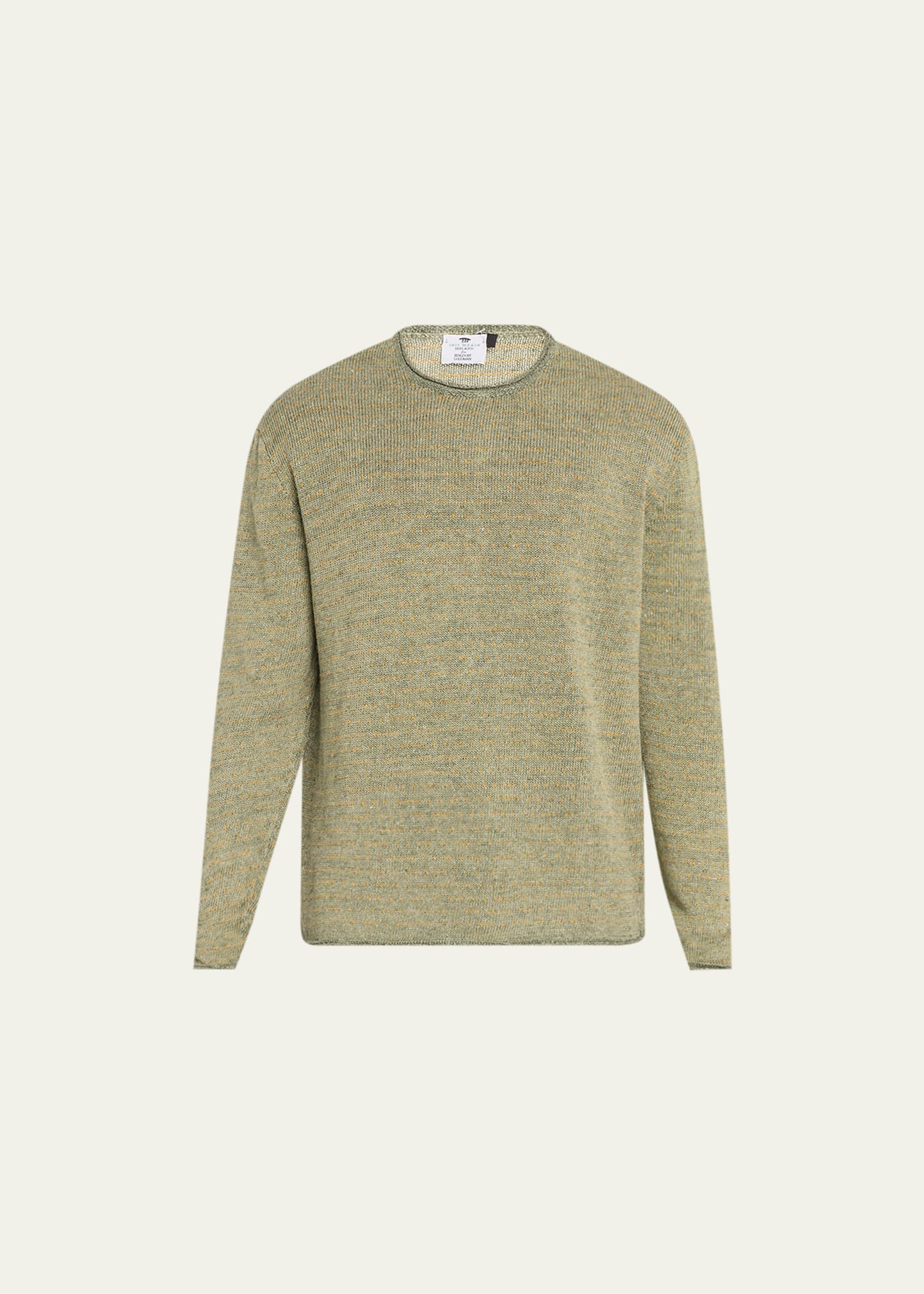 Inis Meain Men's Linen Knit Crewneck Sweater In Greene Mix
