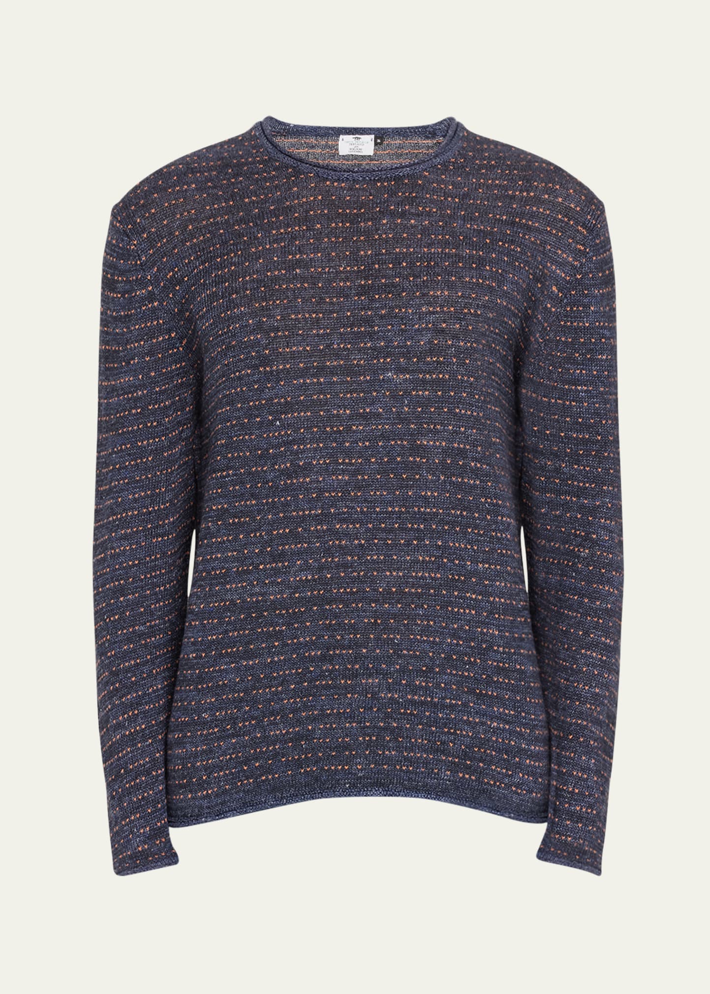 Shop Inis Meain Men's Linen Knit Crewneck Sweater In Navy Mix