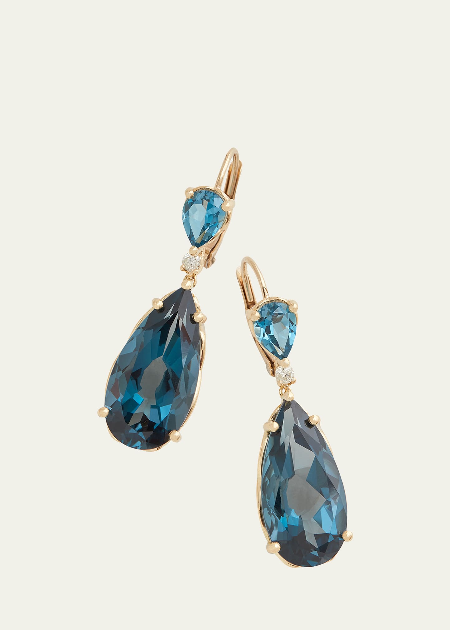Jamie Wolf 18K Yellow Gold Signature-Set Long Pear-Shape Drop Earrings with London Blue Topaz and Diamonds