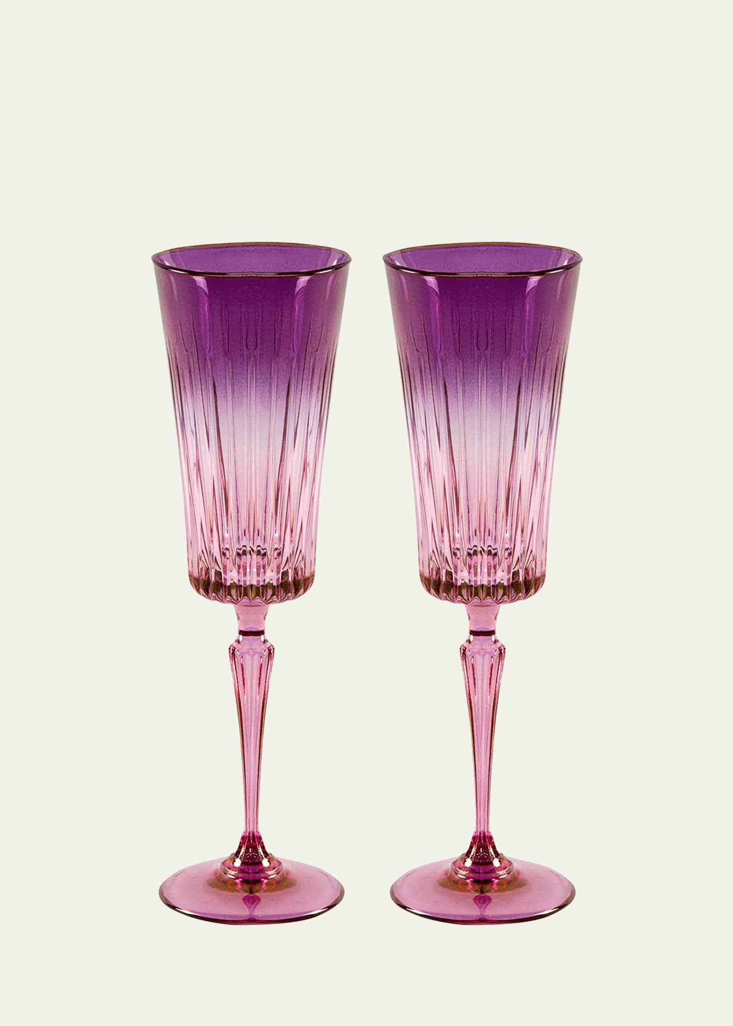 Luisa Beccaria Purple Shaded Stemmed Flute Glasses, Set of 2