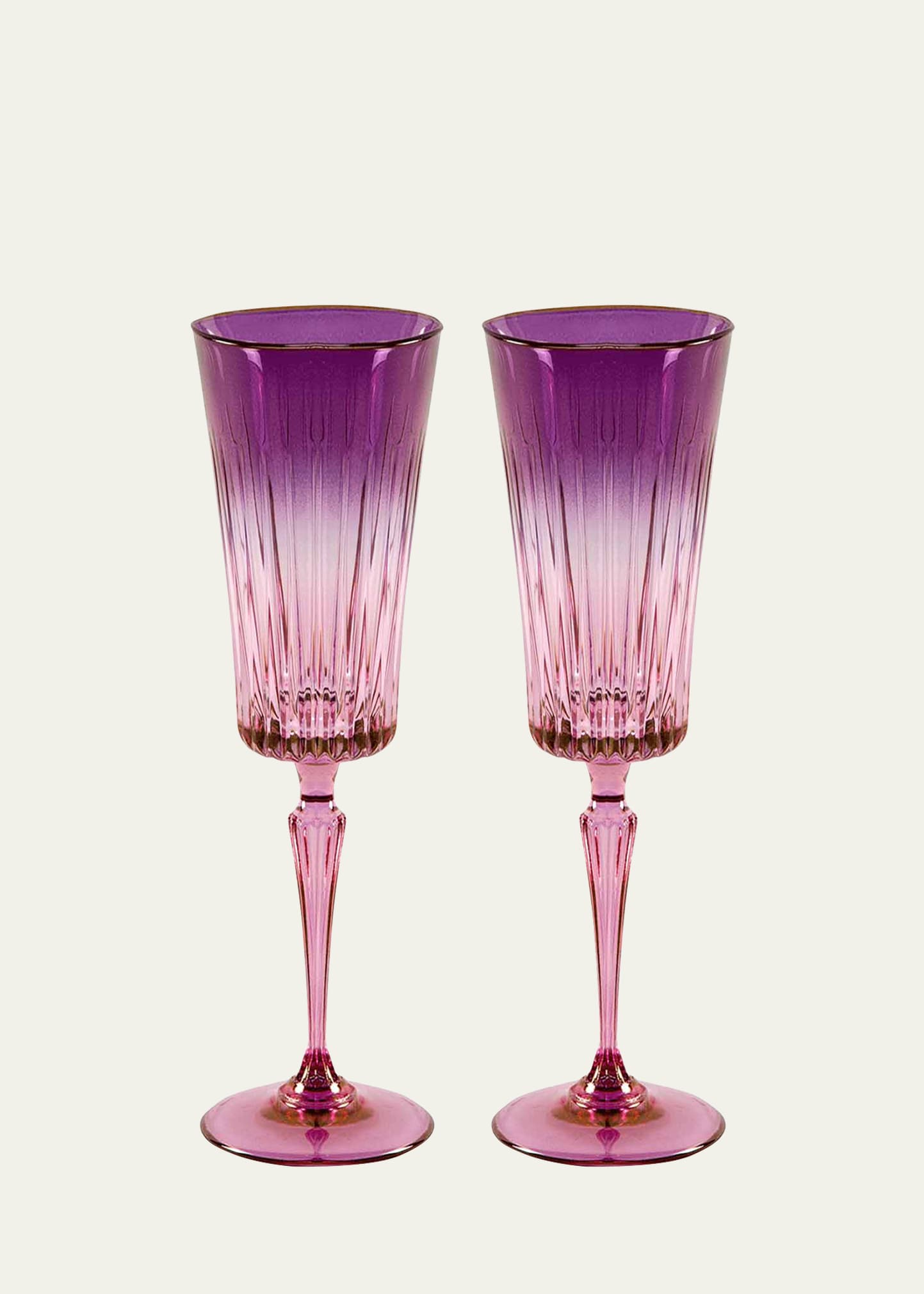 Luisa Beccaria Purple Shaded Stemmed Flute Glasses, Set Of 2 In 271s Shaded From