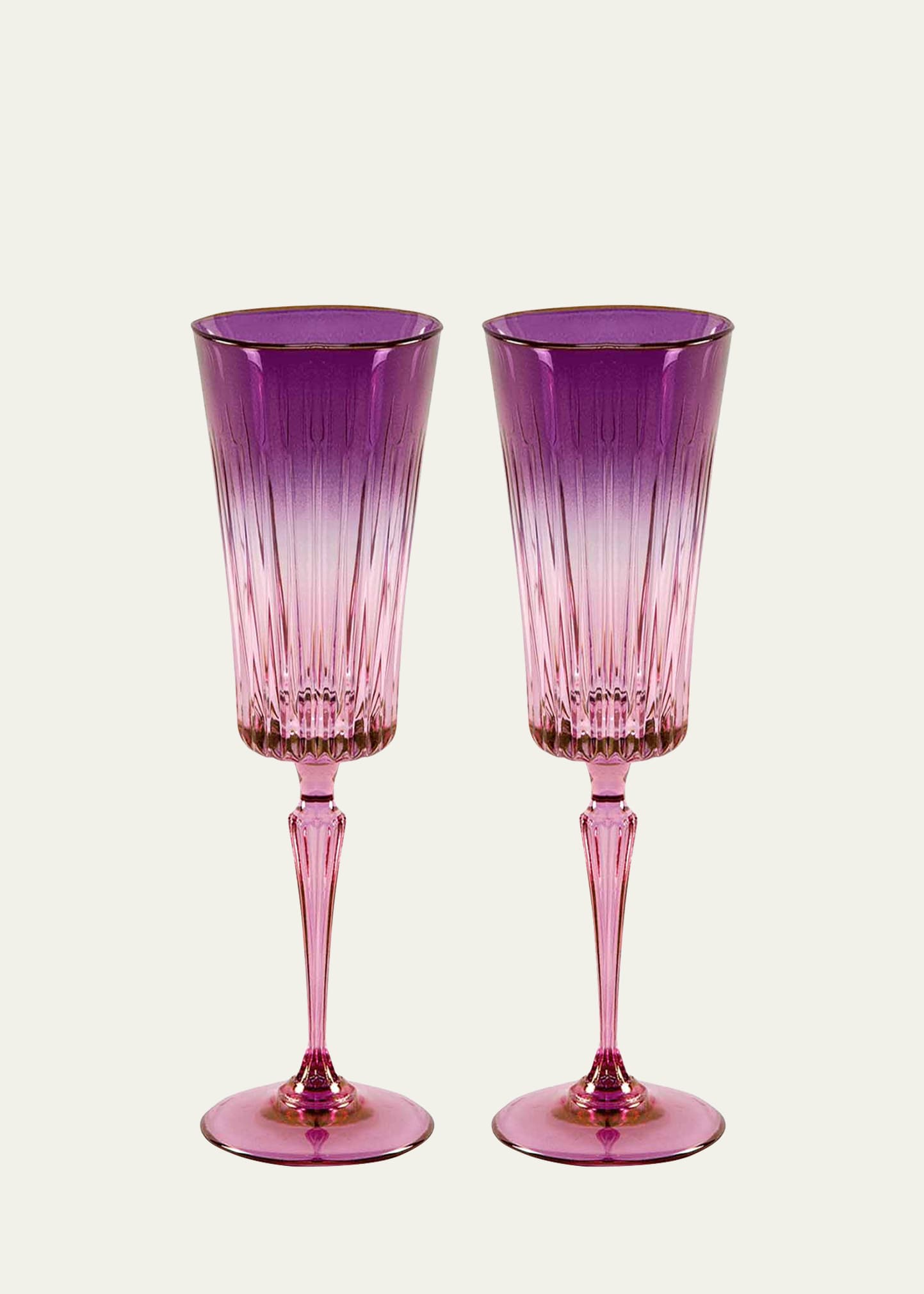 Purple Shaded Stemmed Flute Glasses, Set of 2