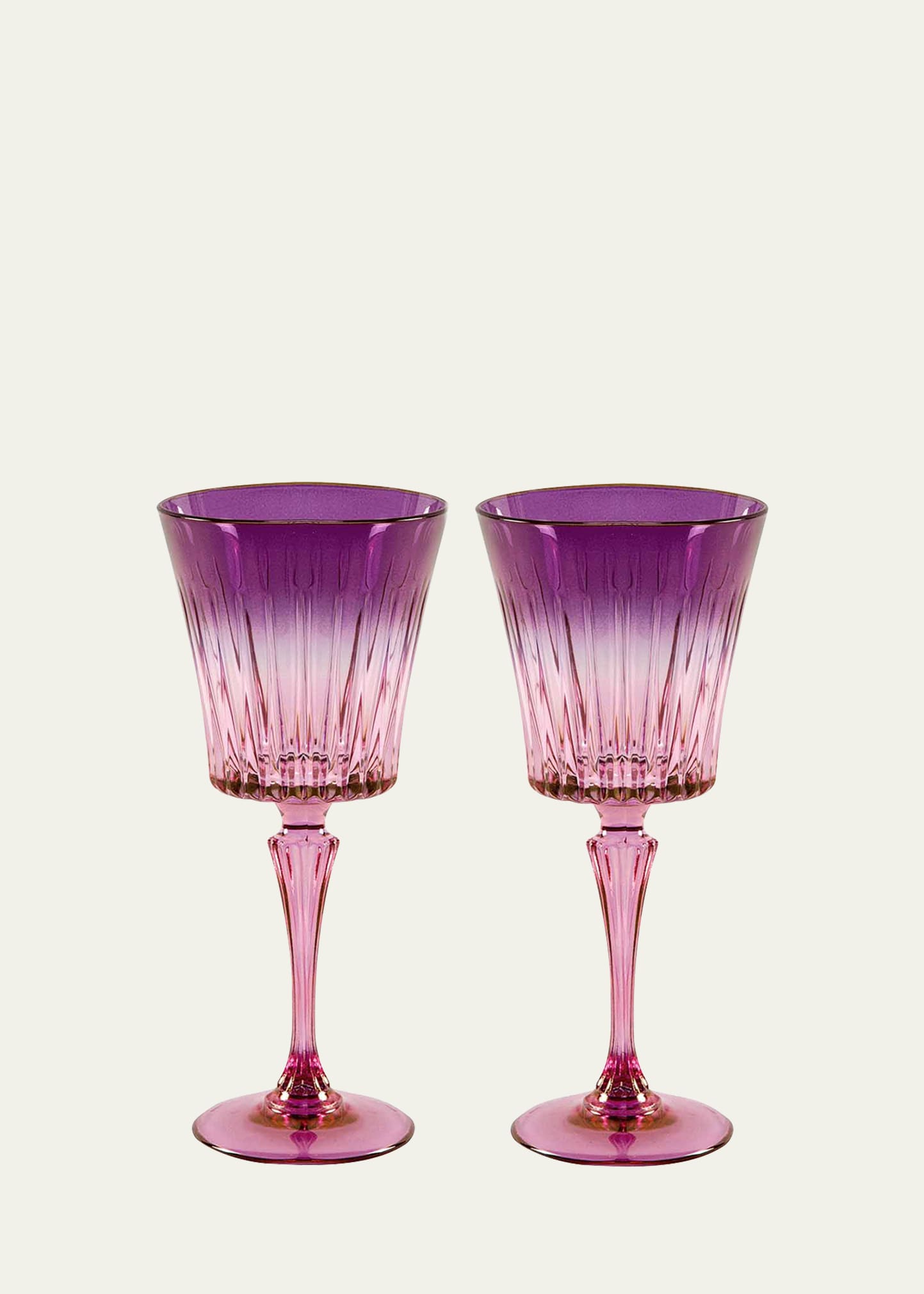 Luisa Beccaria Purple Shaded Stemmed Water Glasses, Set of 2
