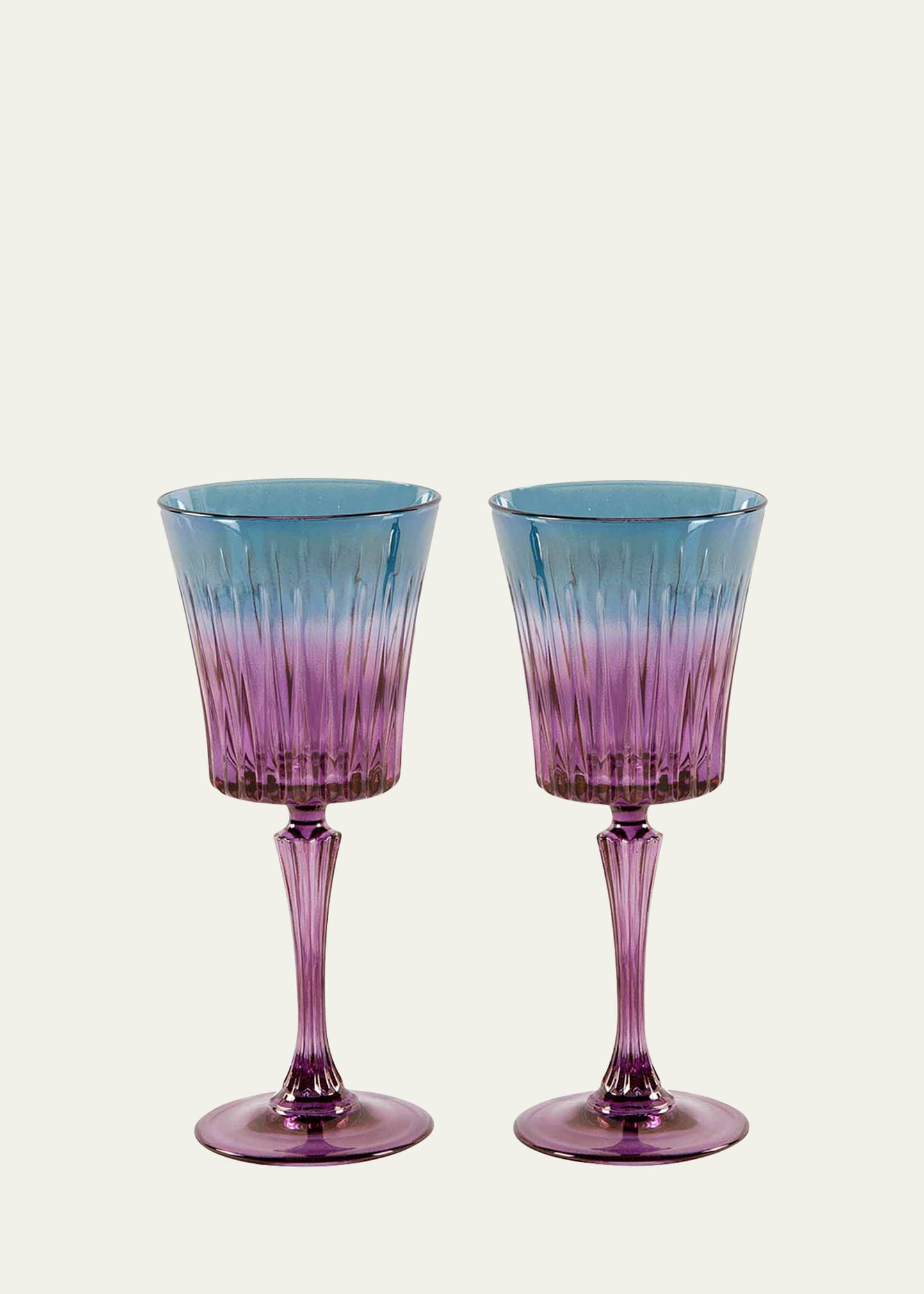 Luisa Beccaria Blue Shaded Stemmed Water Glasses, Set of 2