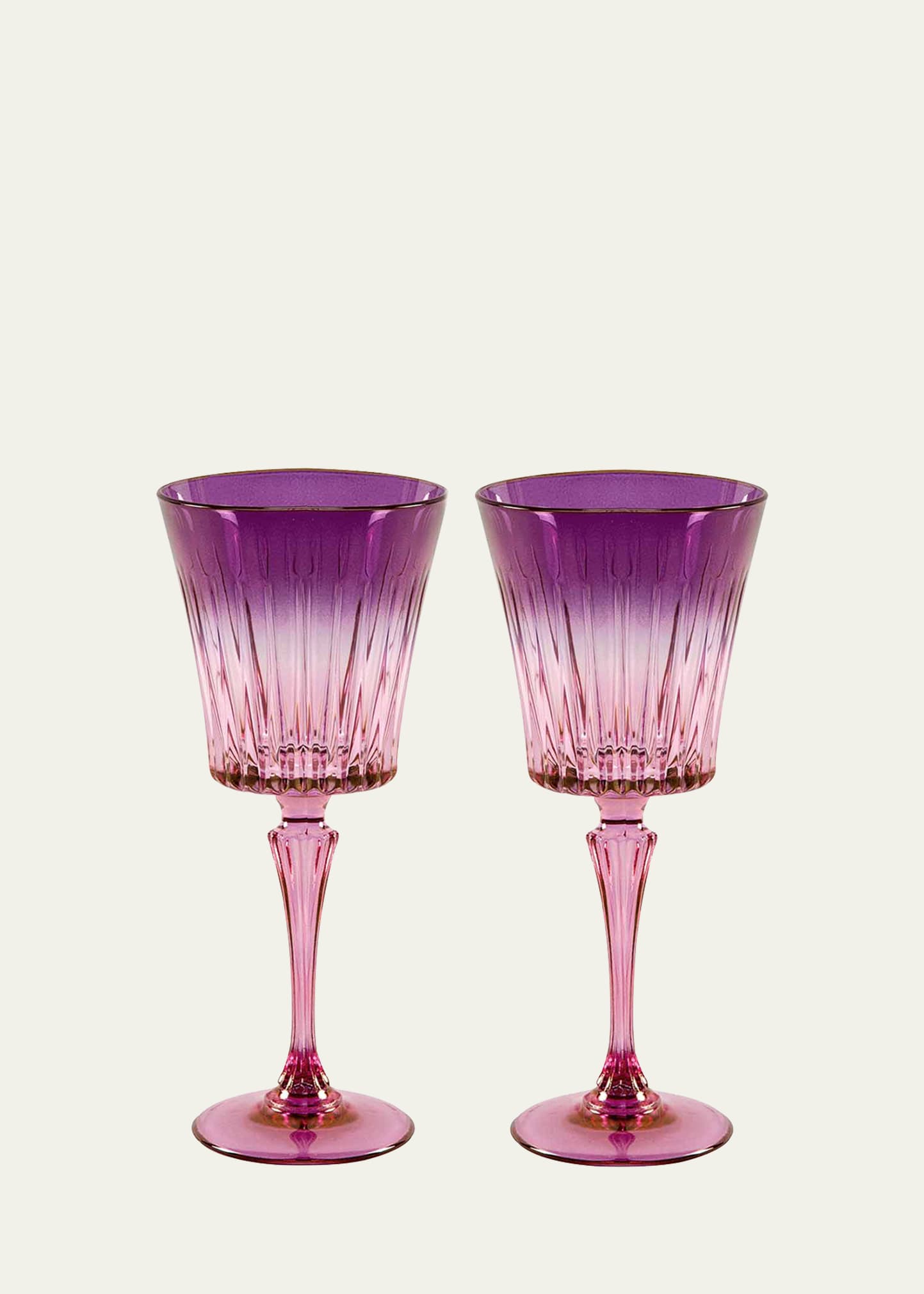 Luisa Beccaria Purple Shaded Stemmed Wine Glasses, Set of 2