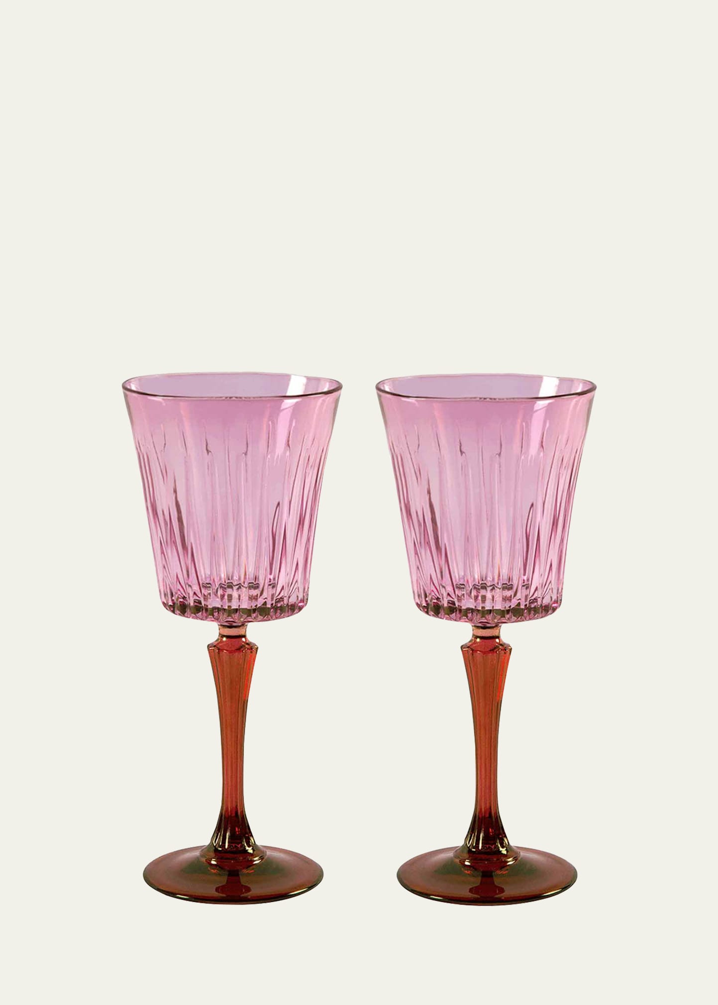 Luisa Beccaria Pink Shaded Stemmed Water Glasses, Set of 2