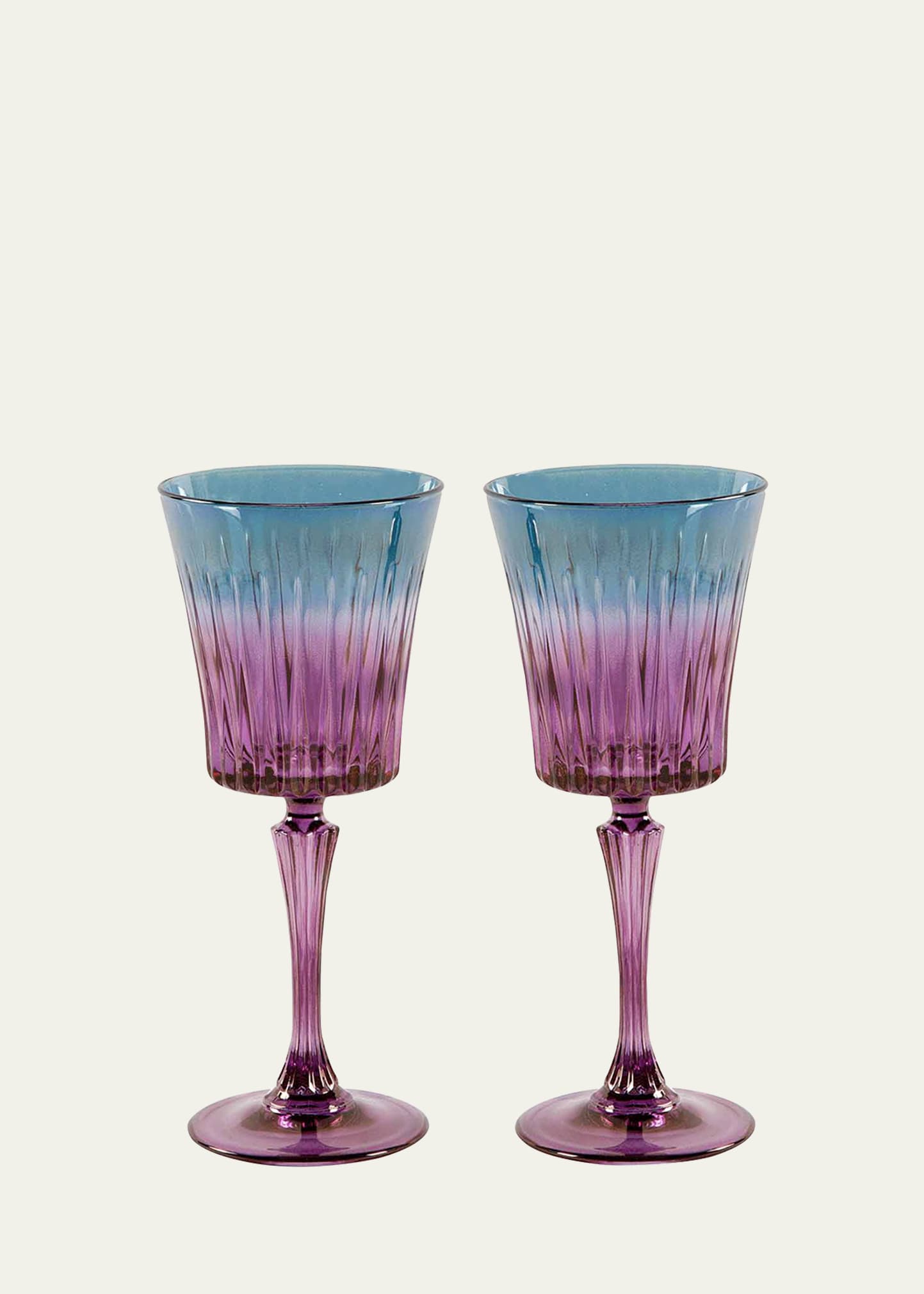 Luisa Beccaria Blue Shaded Stemmed Wine Glasses, Set of 2