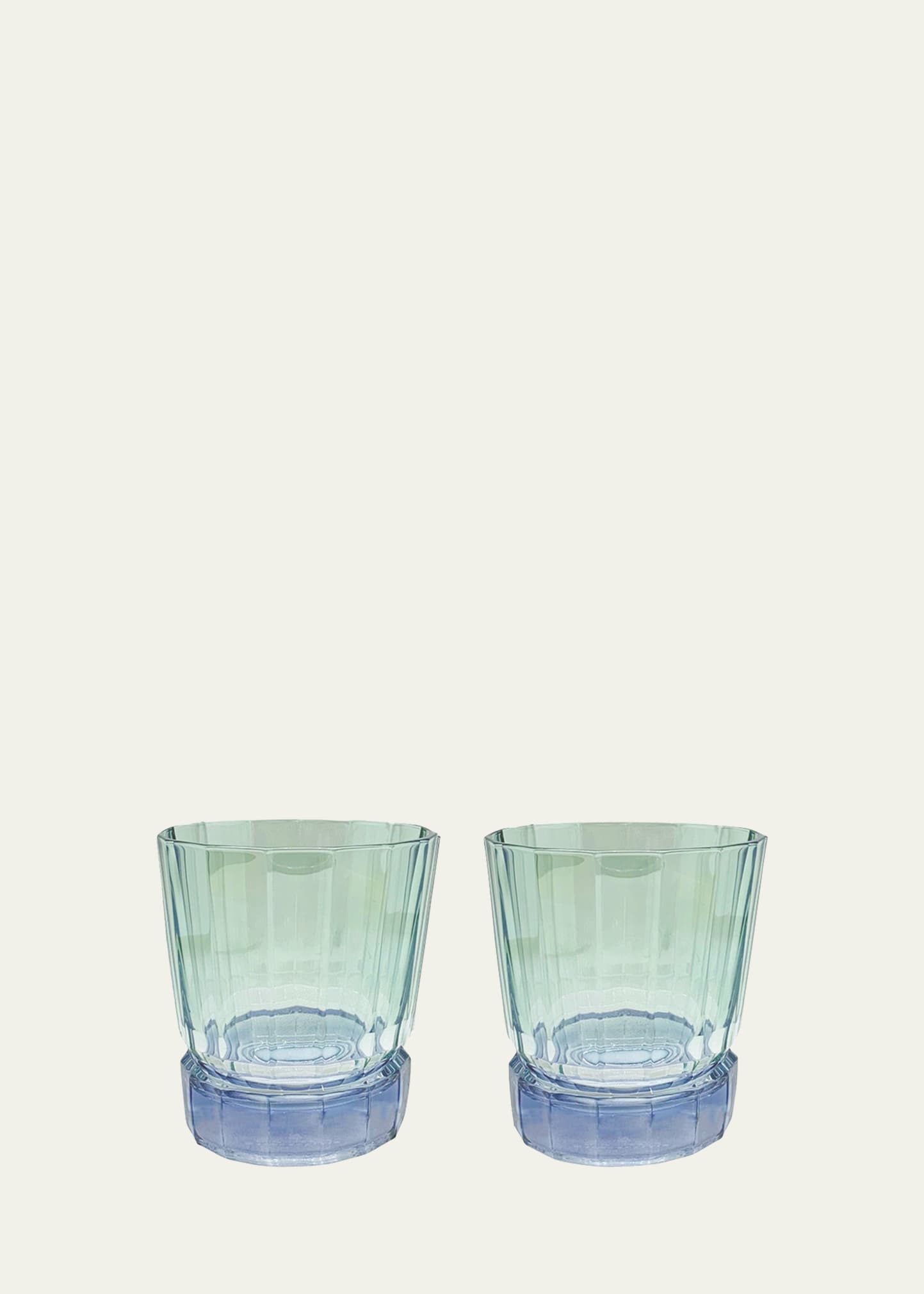Luisa Beccaria Green Shaded Short Glass Tumblers, Set Of 2 In 592s Shaded From
