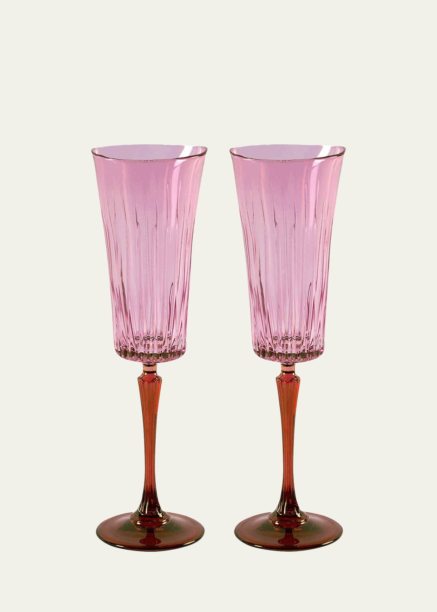 Luisa Beccaria Pink Shaded Stemmed Flute Glasses, Set of 2