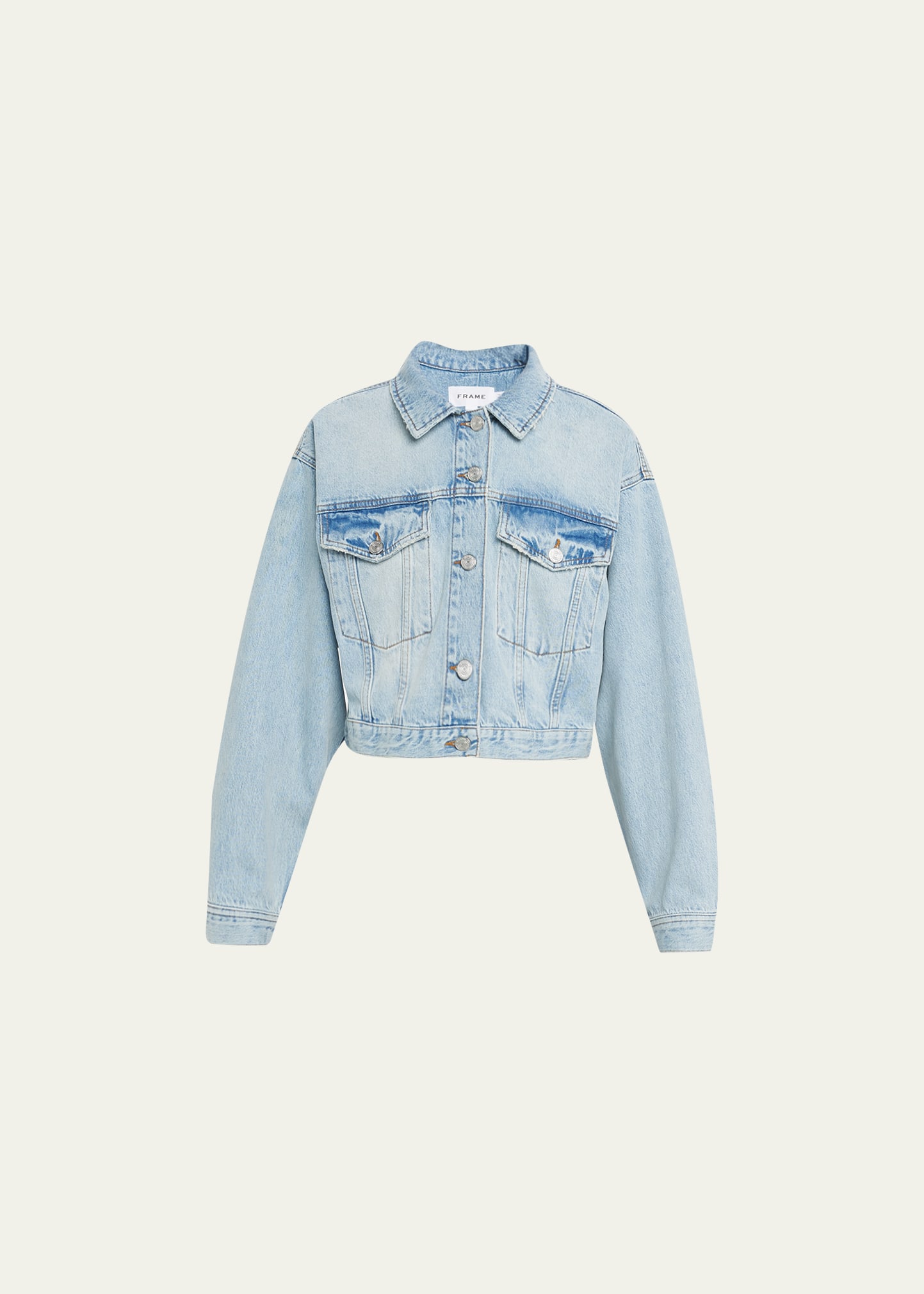 Frame Le Cropped Oversized Denim Jacket In Open Air