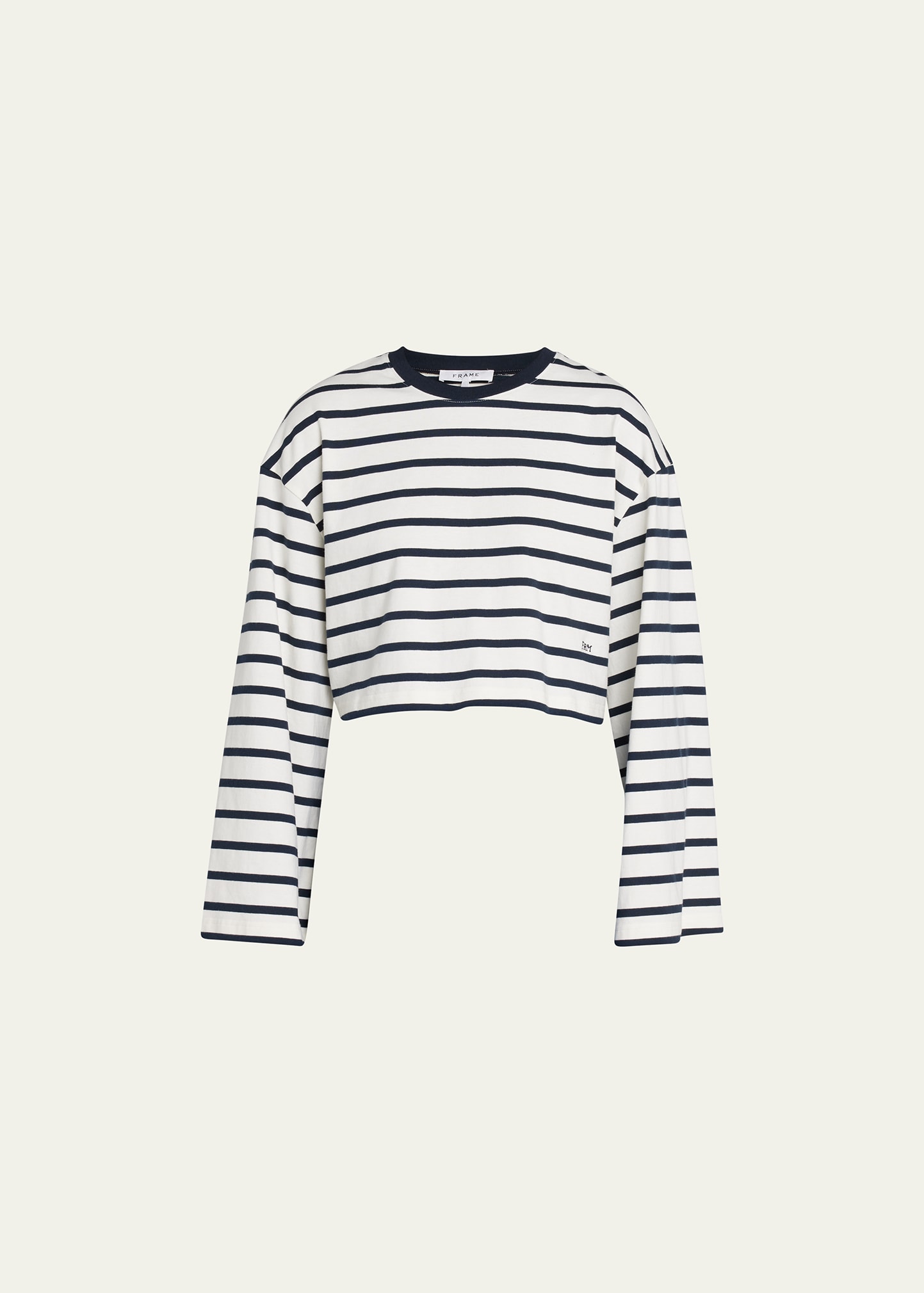 Frame Crop Bell Sleeve Tee In Navy Multi
