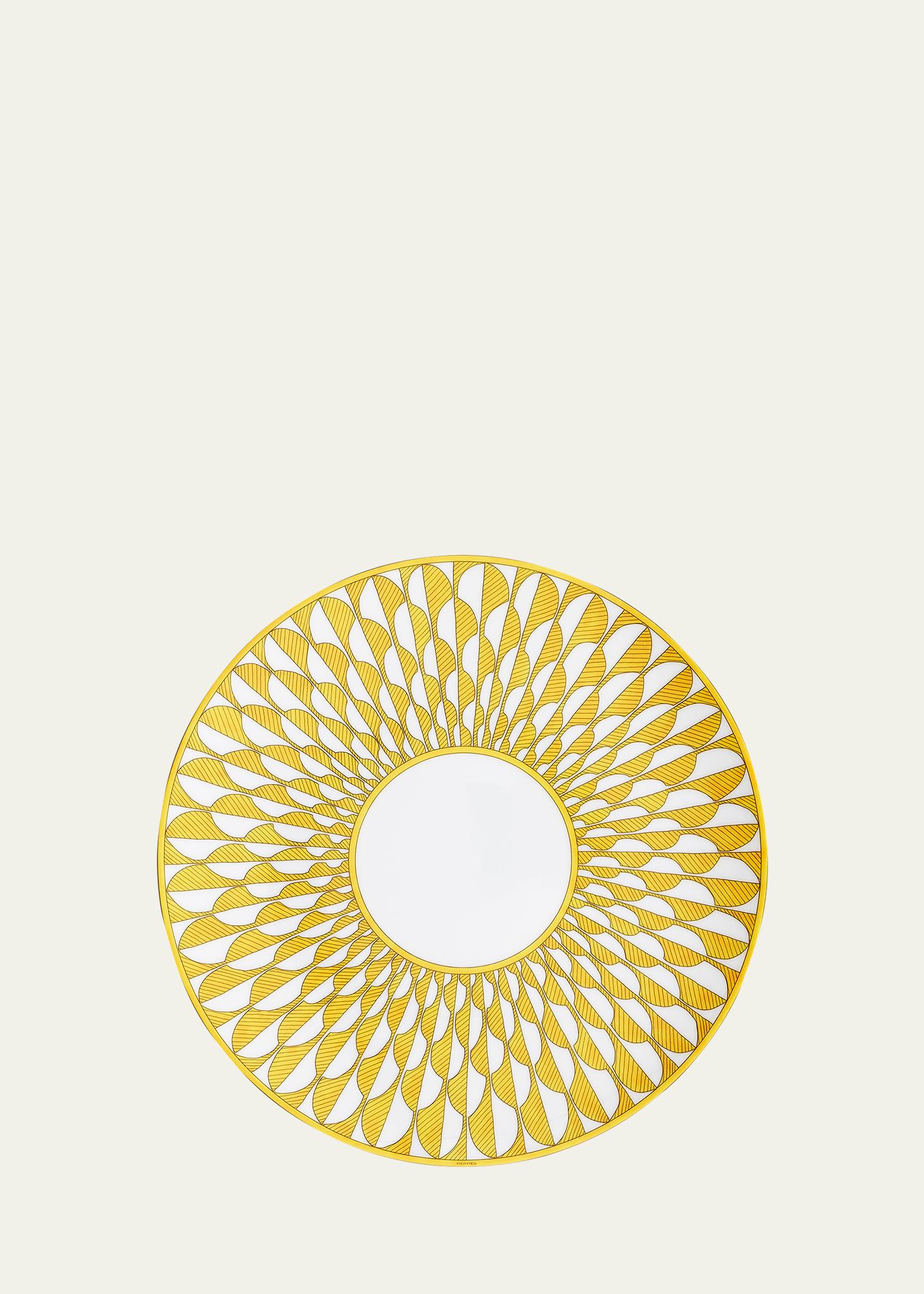 Grand Plat De Service Hermès Egee Soleil En Porcelaine - Diamètre 30 Cm, Occasion En Bon état