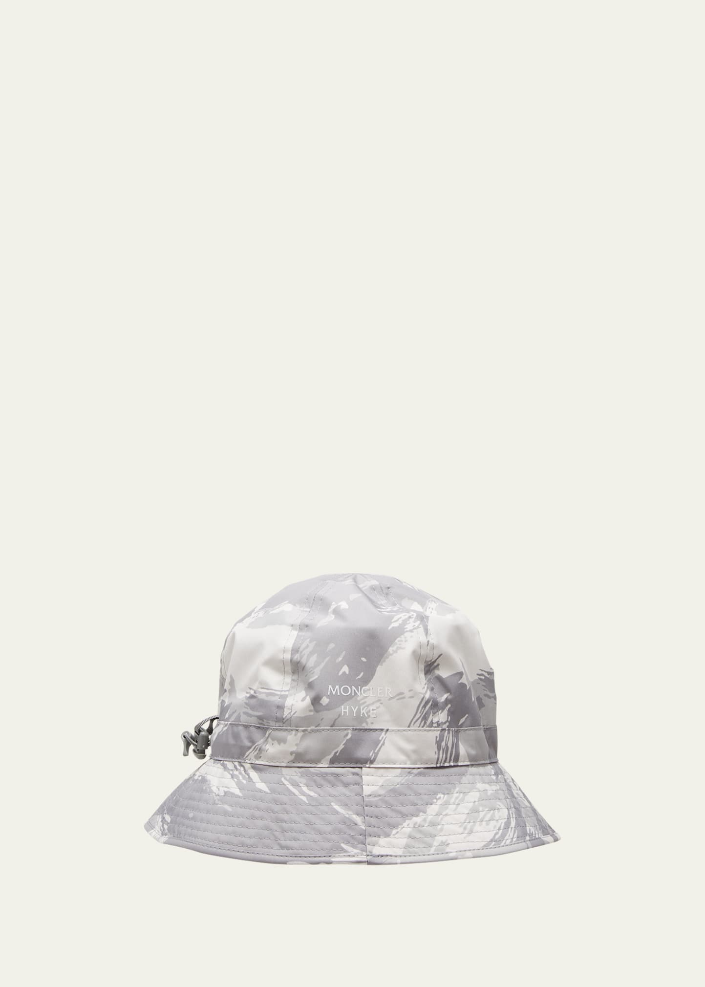 Shop Moncler Genius Printed Bucket Hat With Drawcord In Grey