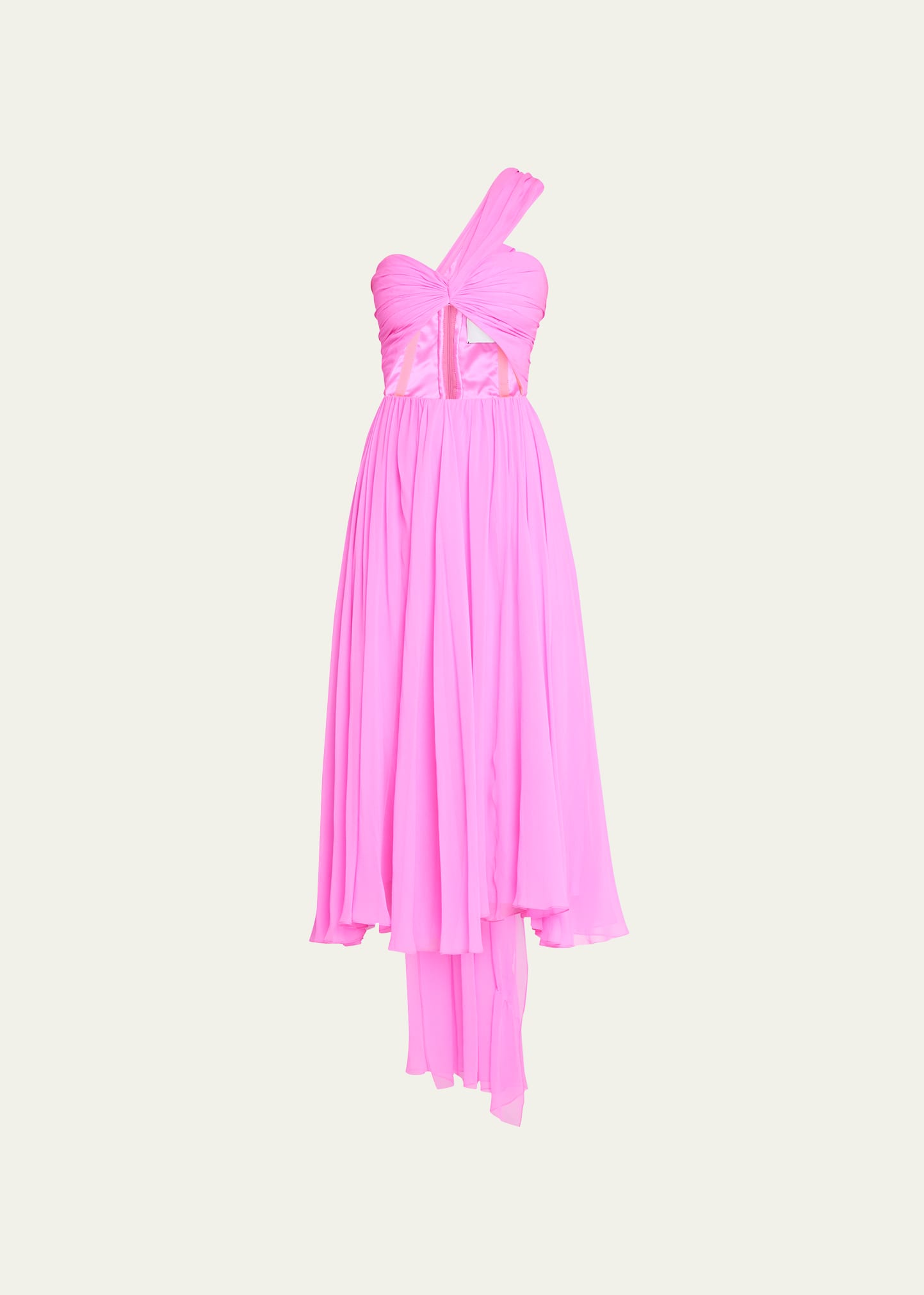 Markarian Rosalind Silk Chiffon One-Shoulder Midi Dress