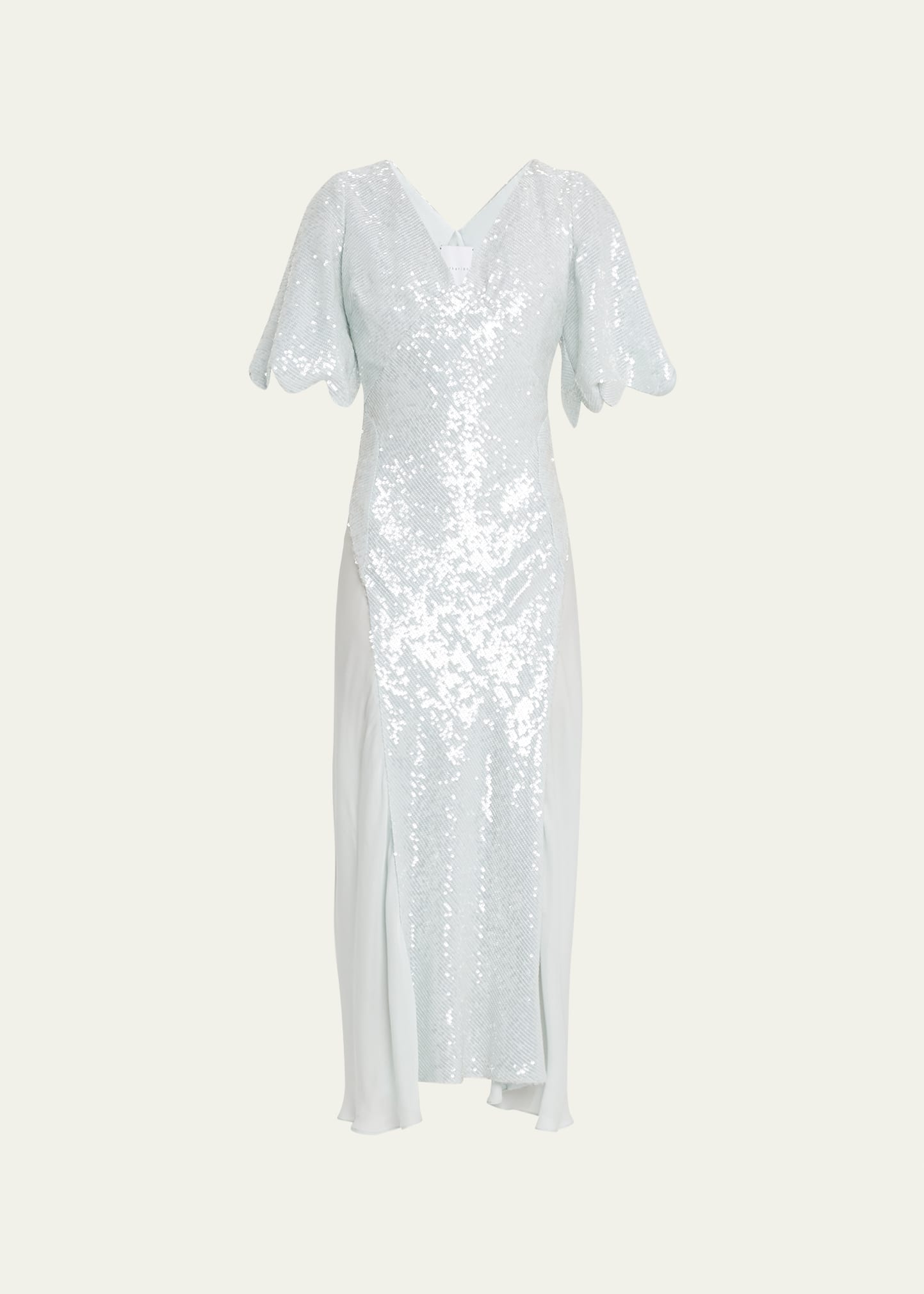 Markarian Emeline Sequin Scallop-Sleeve Midi Dress
