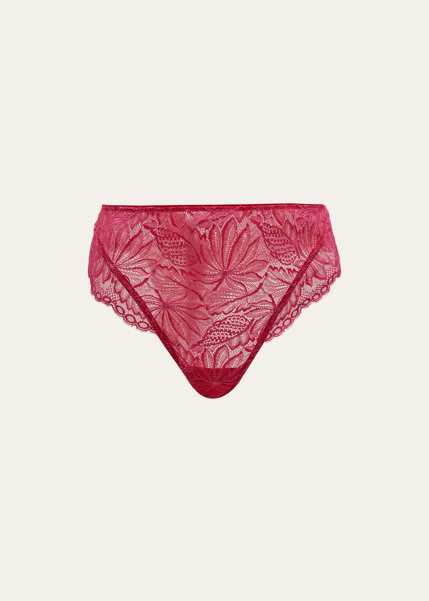 Shop Simone Perele Exotica Scalloped Lace Tanga In Raspberry