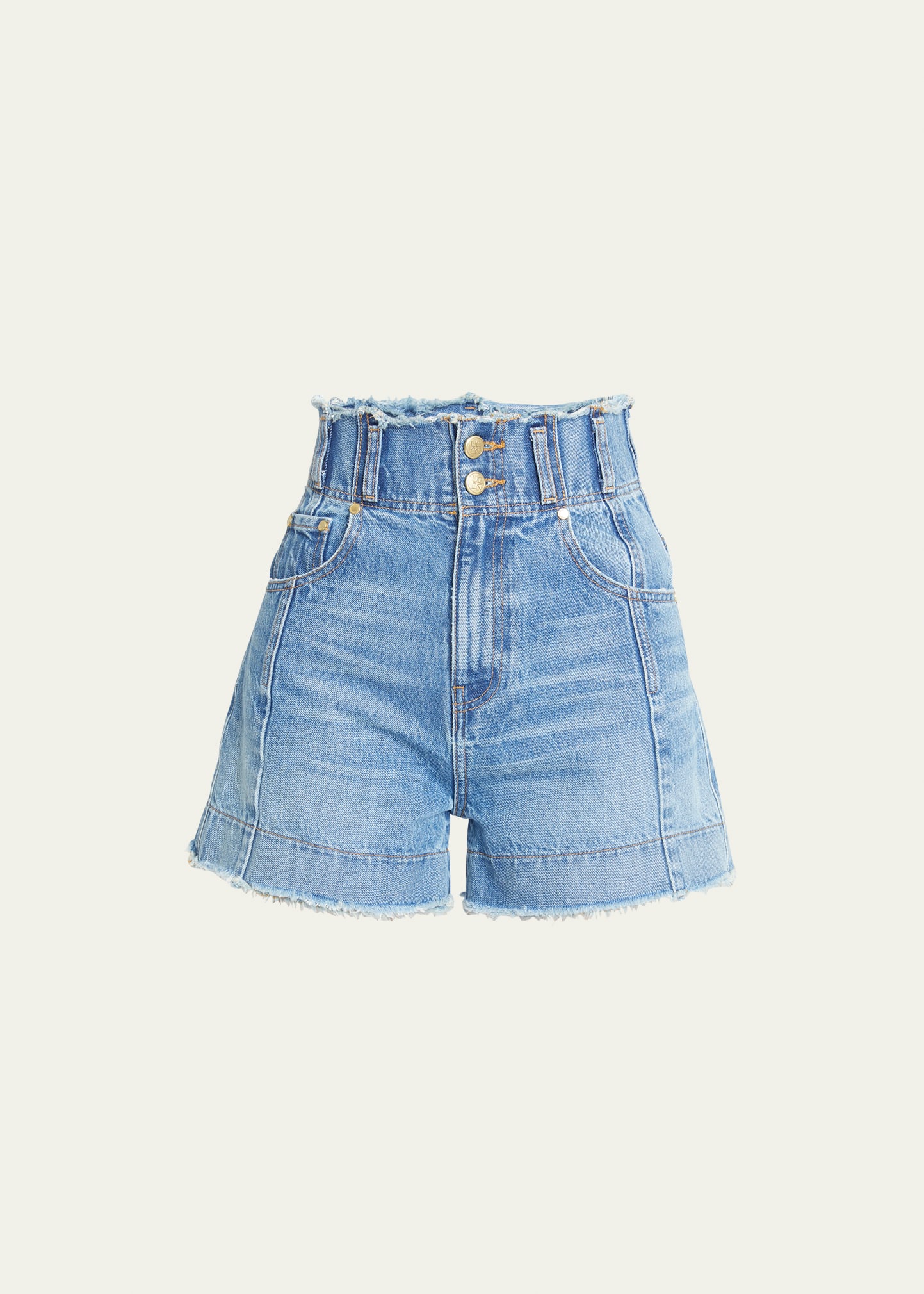 Shop Ulla Johnson The Charlotte High-rise Denim Shorts In Danube Medium Ind