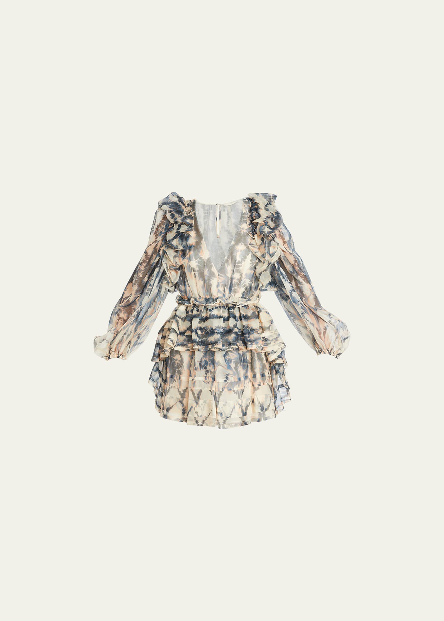Ulla Johnson Adelaide Puff-sleeve Silk Organza Mini Dress In Fossil
