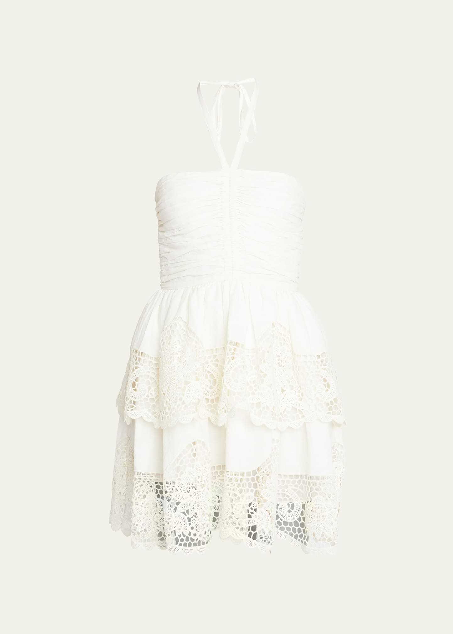 Ulla Johnson Savannah Embroidered Halter Mini Dress In Ivory