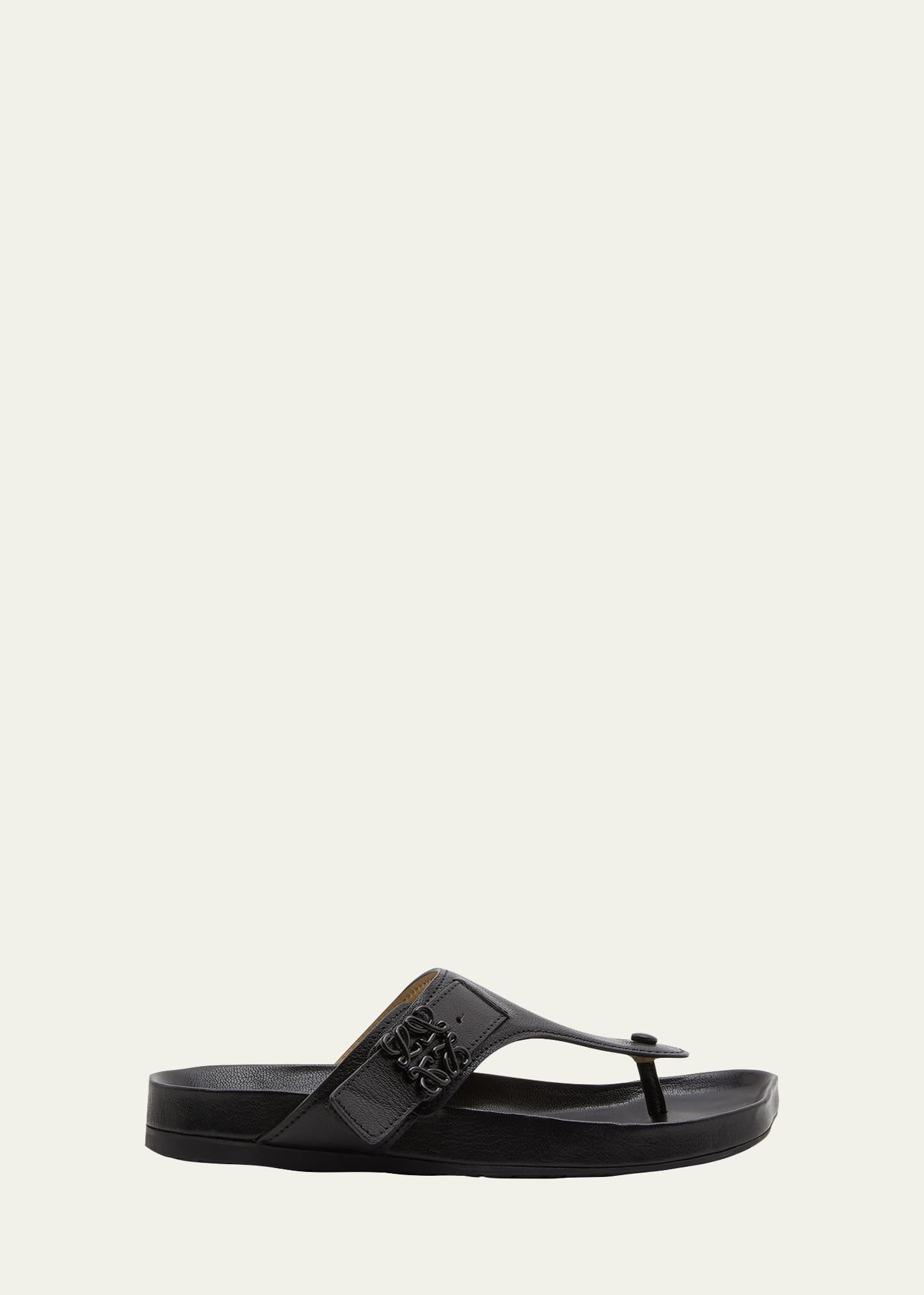 Loewe Leather Medallion Comfort Thong Sandals In 1100 Black