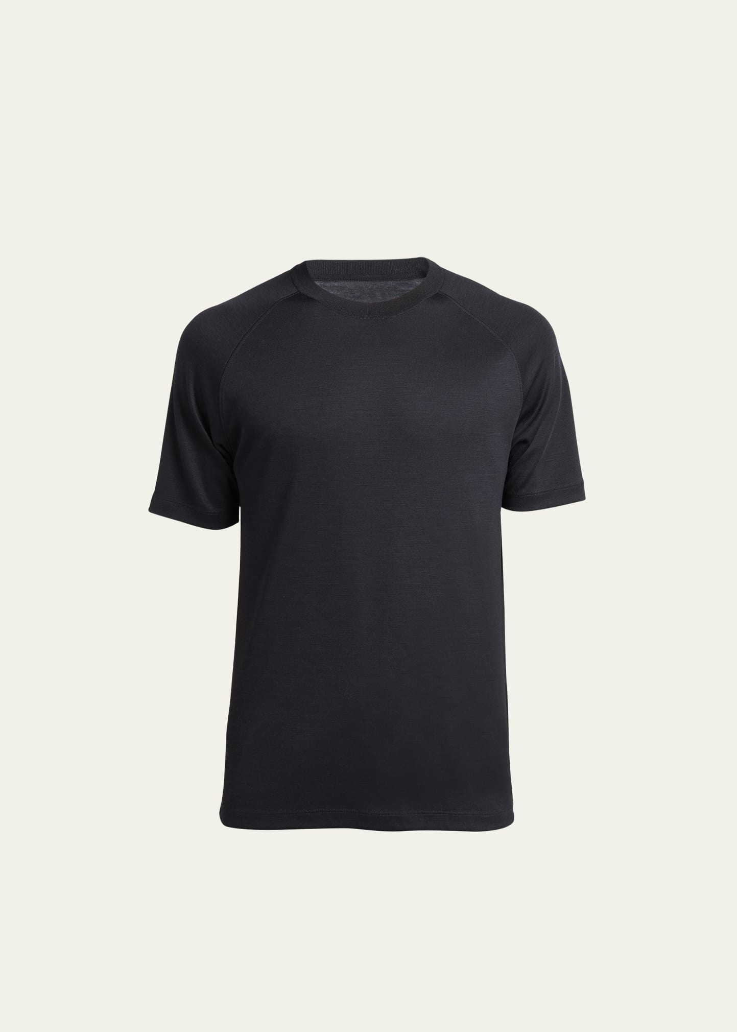 Zegna Men's Wool-stretch Crewneck T-shirt In Nvy Sld