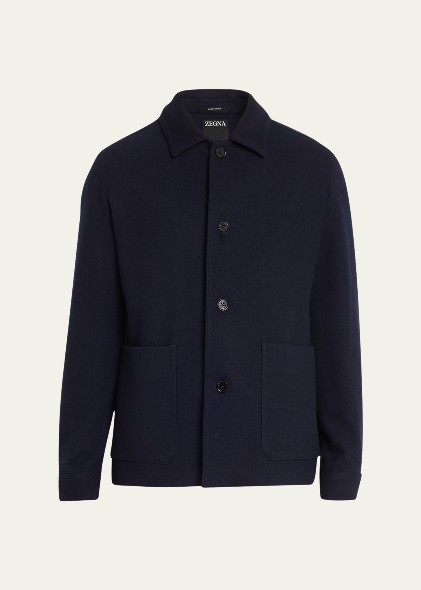 Zegna Men's Solid Cashmere Chore Jacket In Nvy Sld