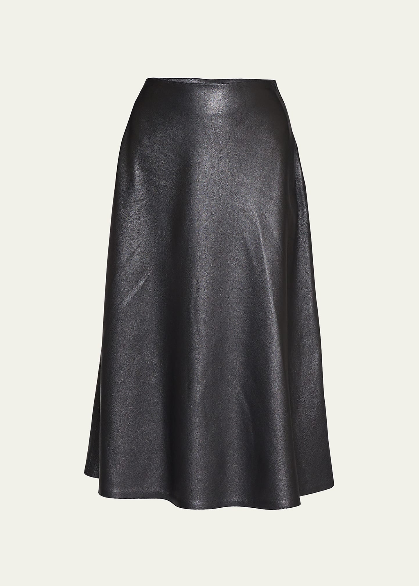 Balenciaga Leather Midi Skirt In Noir