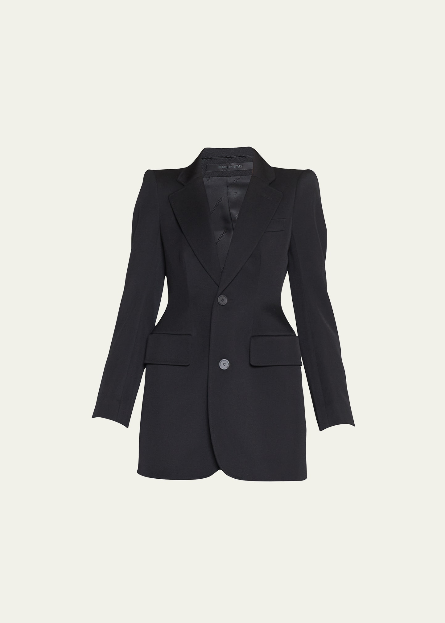 Shop Balenciaga Hourglass Wool Blazer Jacket In Noir