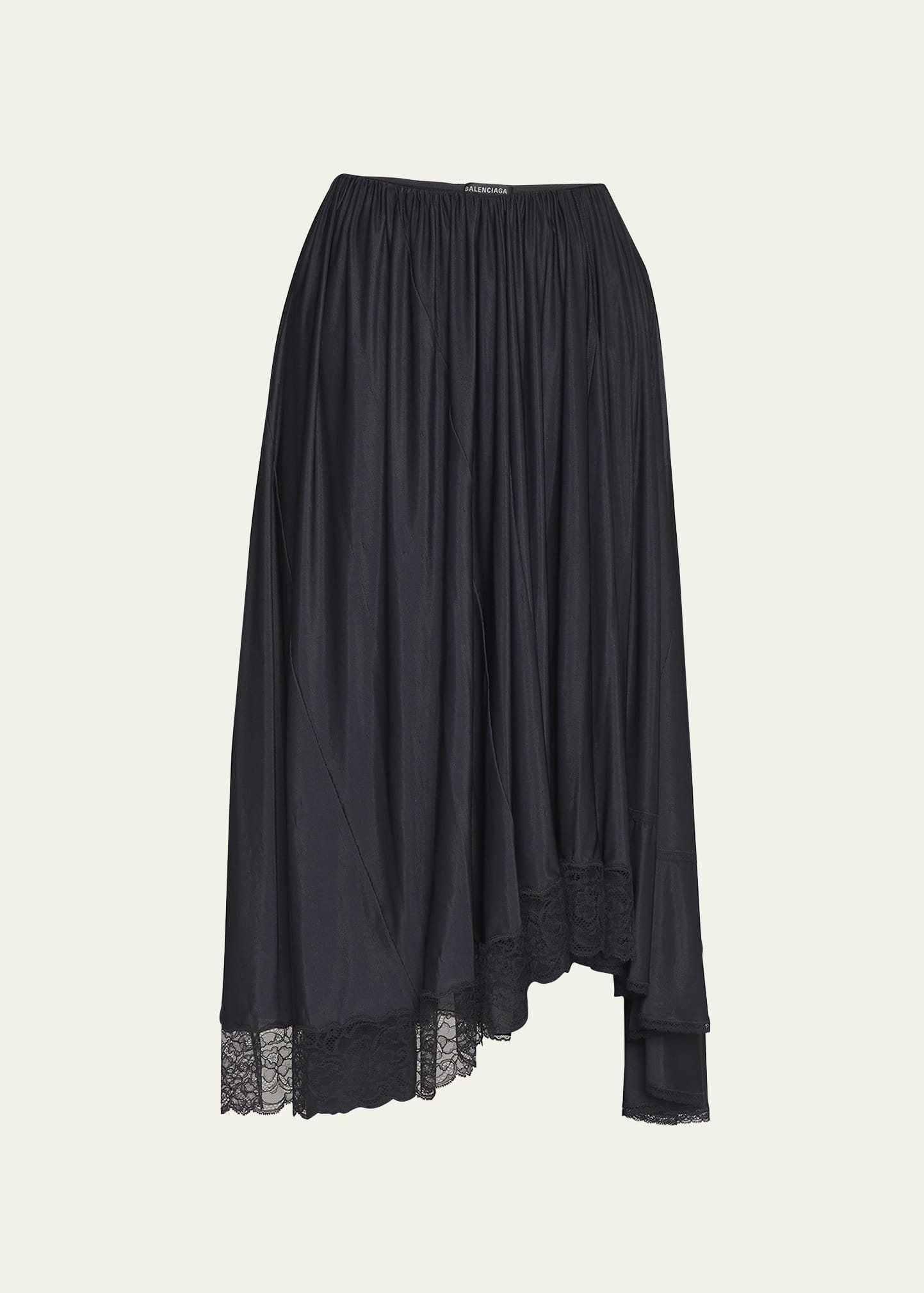 Shop Balenciaga Lingerie Lace Midi Skirt In Noir