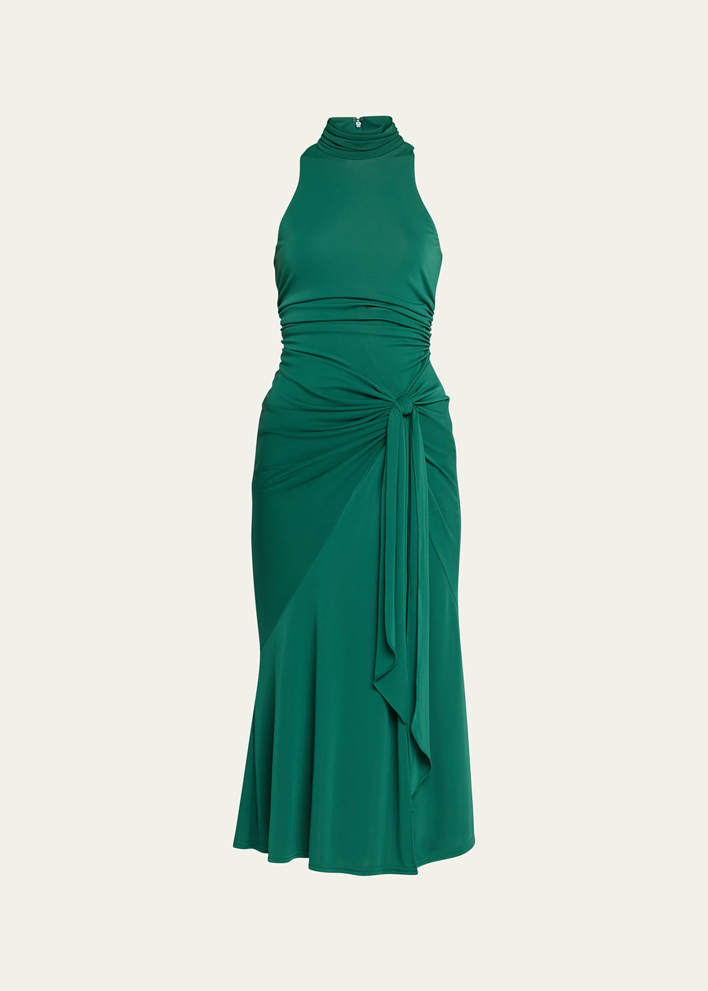 Cinq À Sept Rori Sleeveless Side-tie Turtleneck Midi Dress In Malachite
