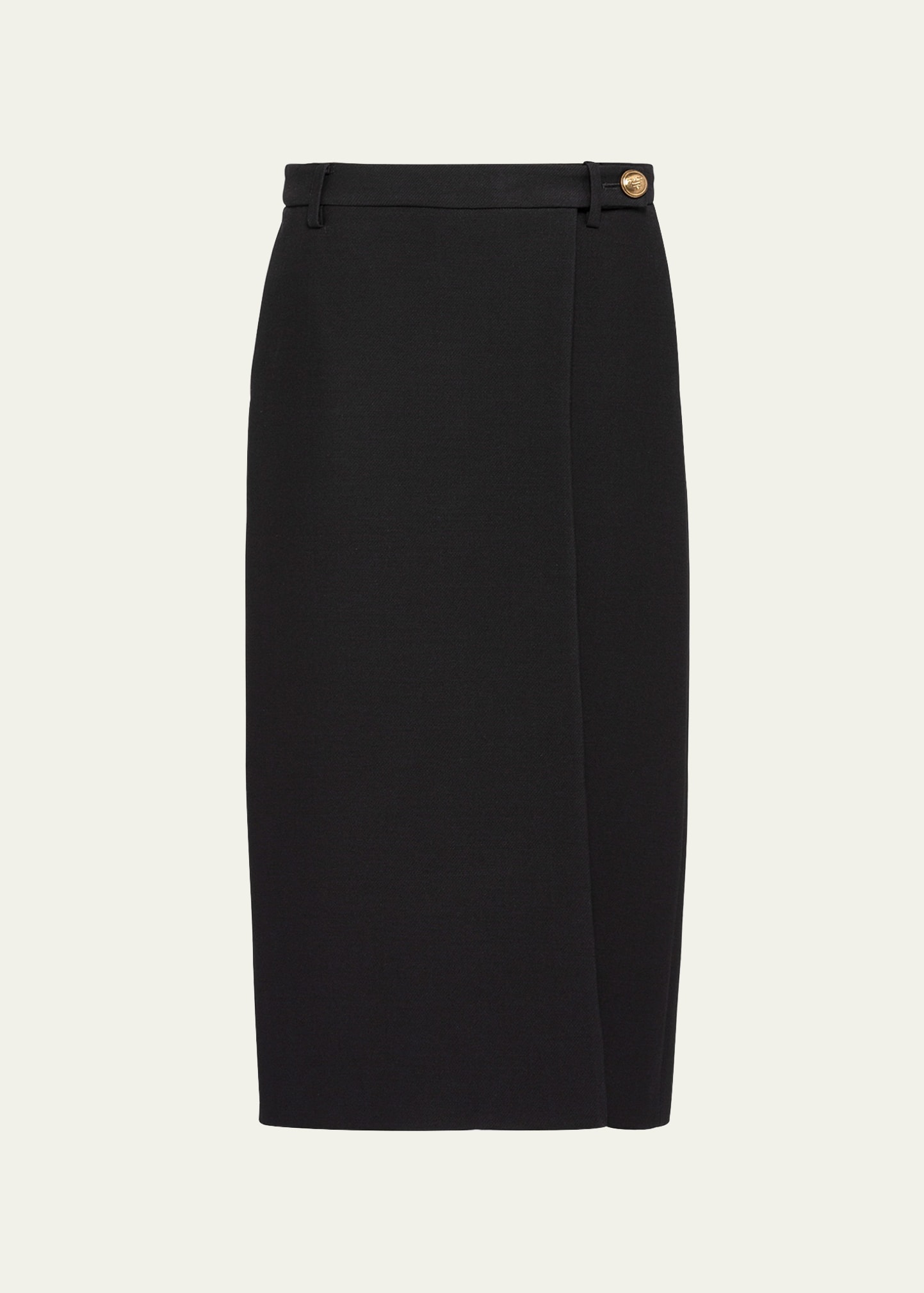 Shop Prada Thigh-slit Crepe Wrap Midi Skirt In F0002 Nero