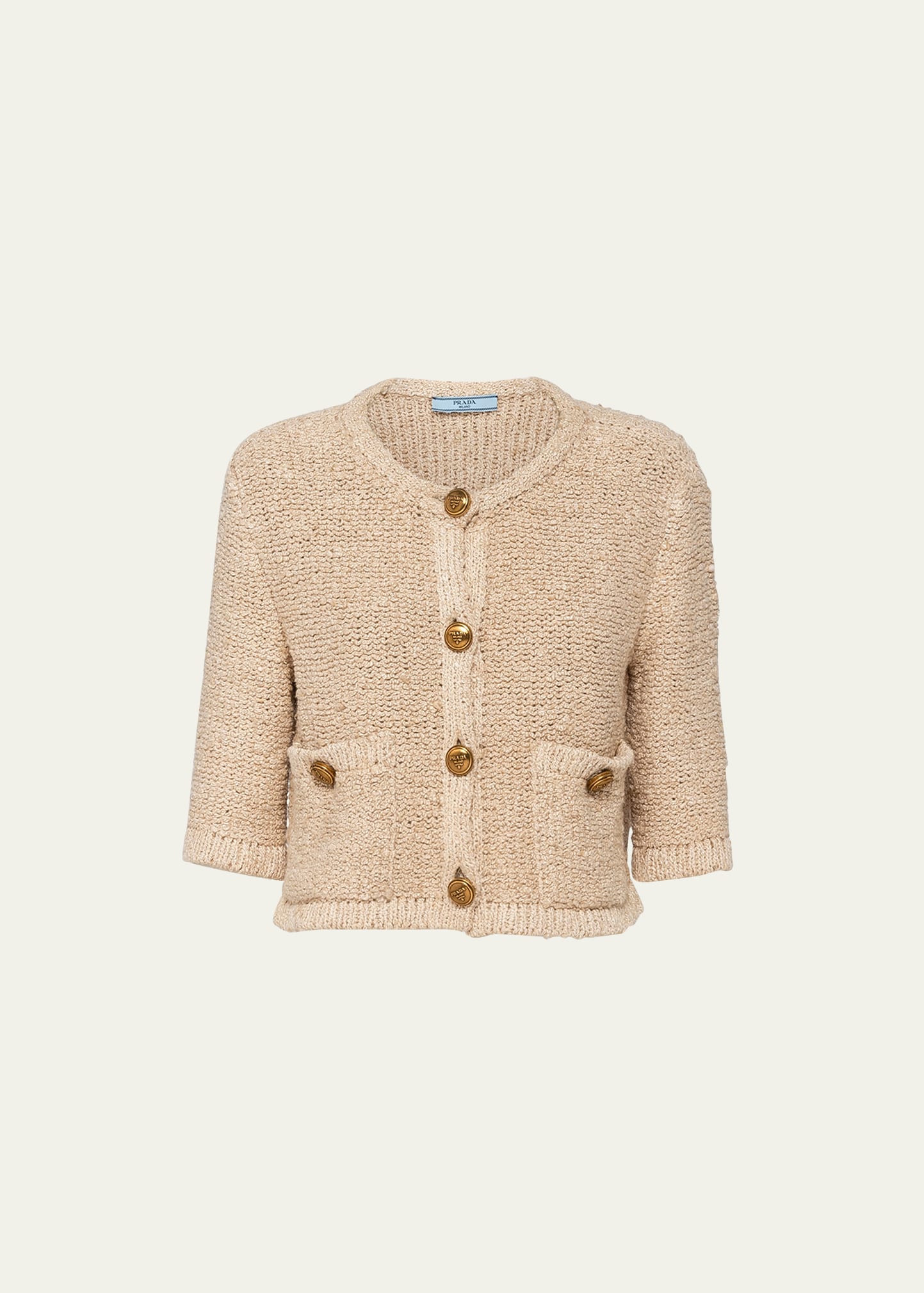 Prada Silk Boucle Button-down Top In F0018 Naturale