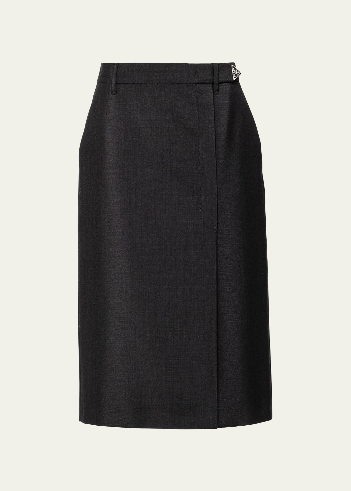 Prada Buttoned-slit Midi Skirt In Black