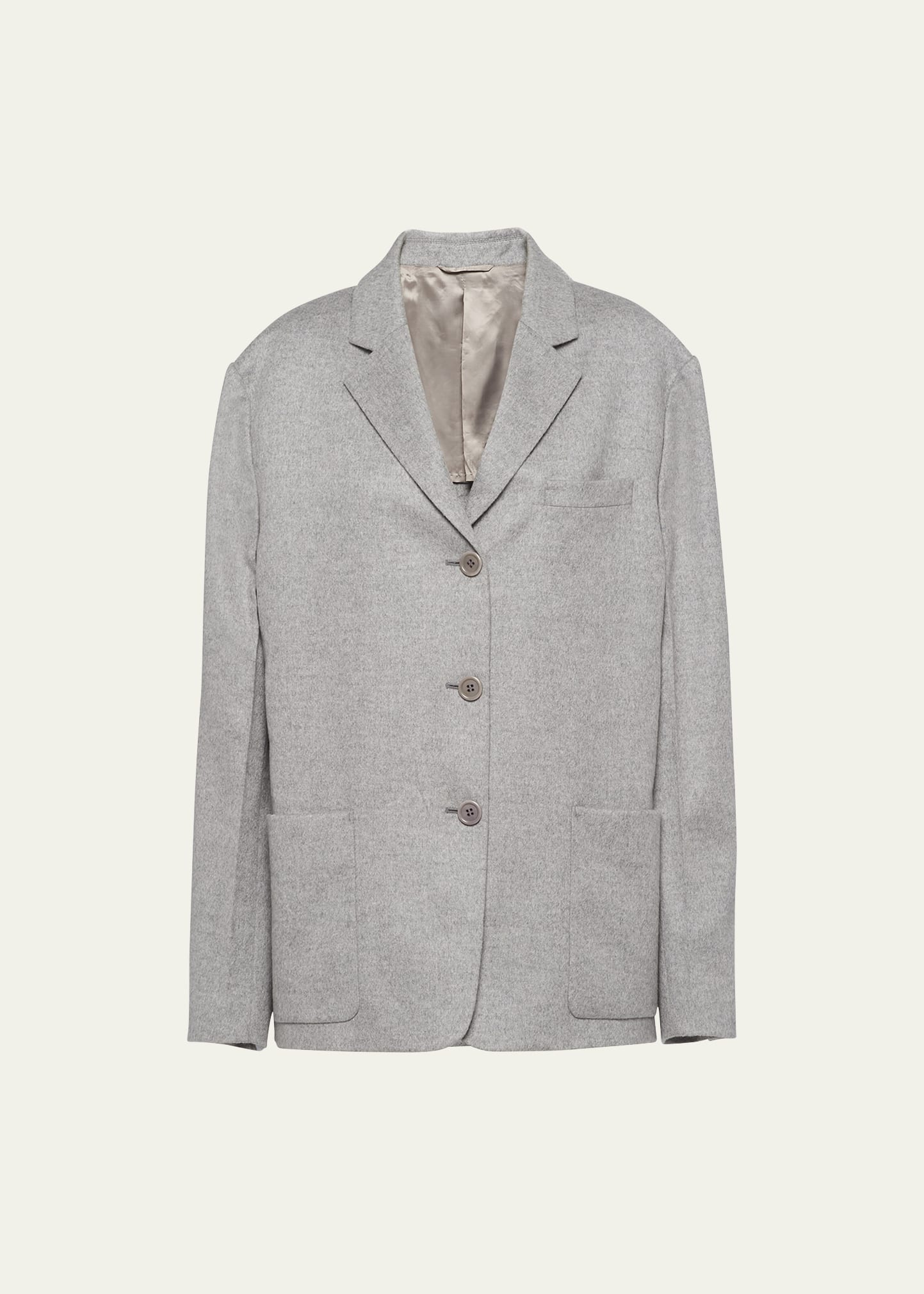 Prada Notched Lapels Cashmere Blazer In F0k44 Marmo