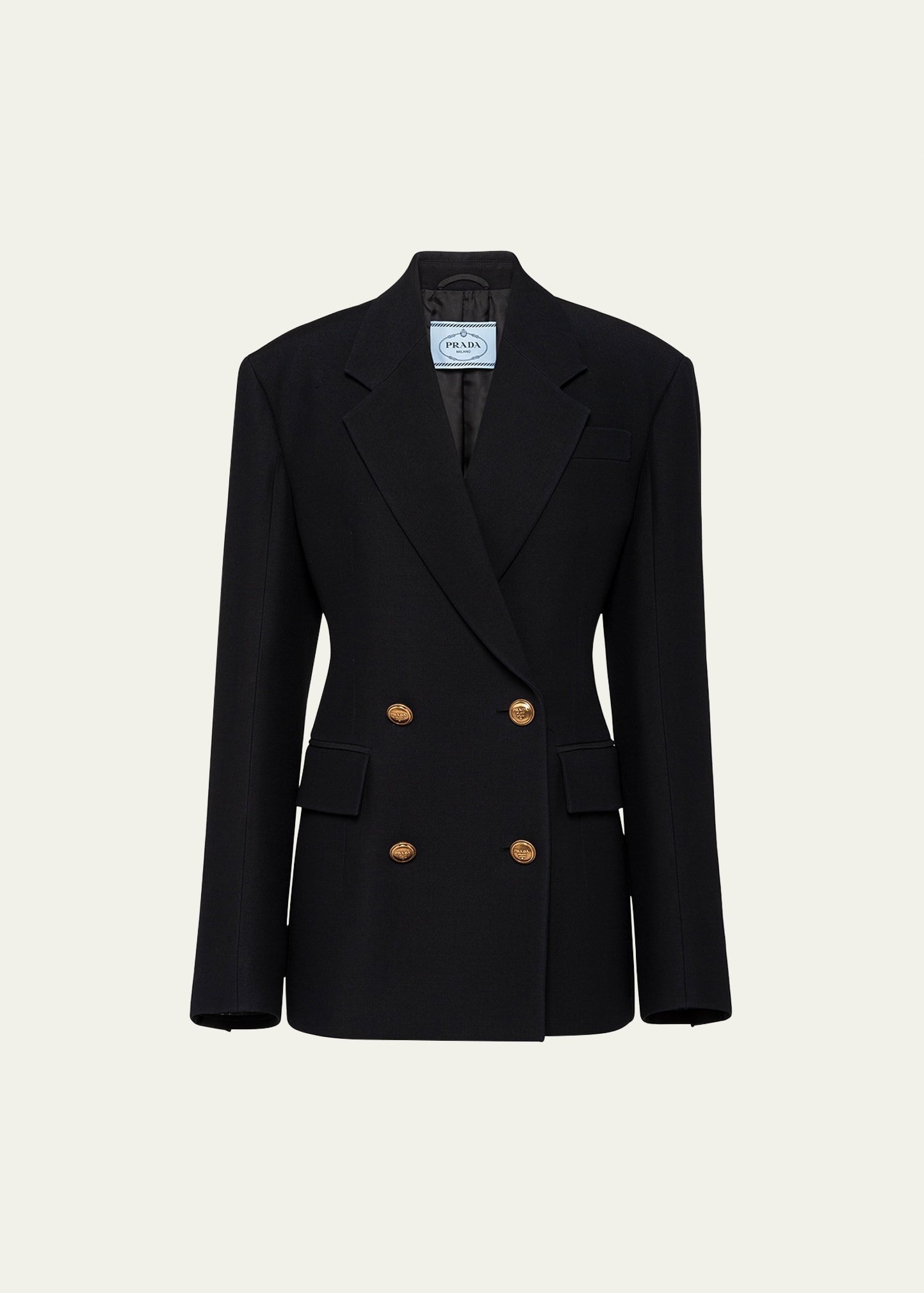 Shop Prada Double-breasted Wool And Silk Jacket In F0002 Nero