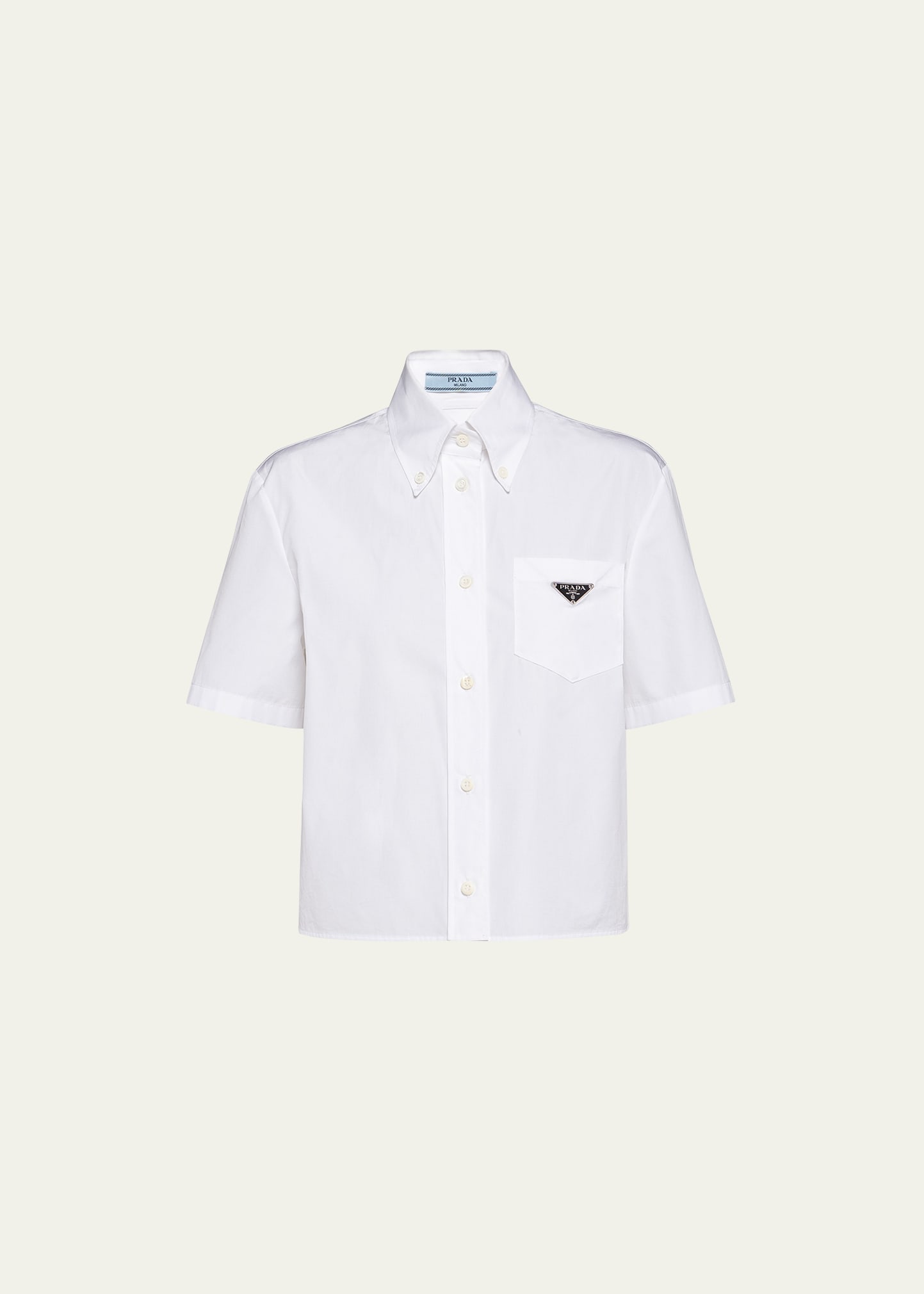 Shop Prada Poplin Short-sleeve Blouse In F0009 Bianco