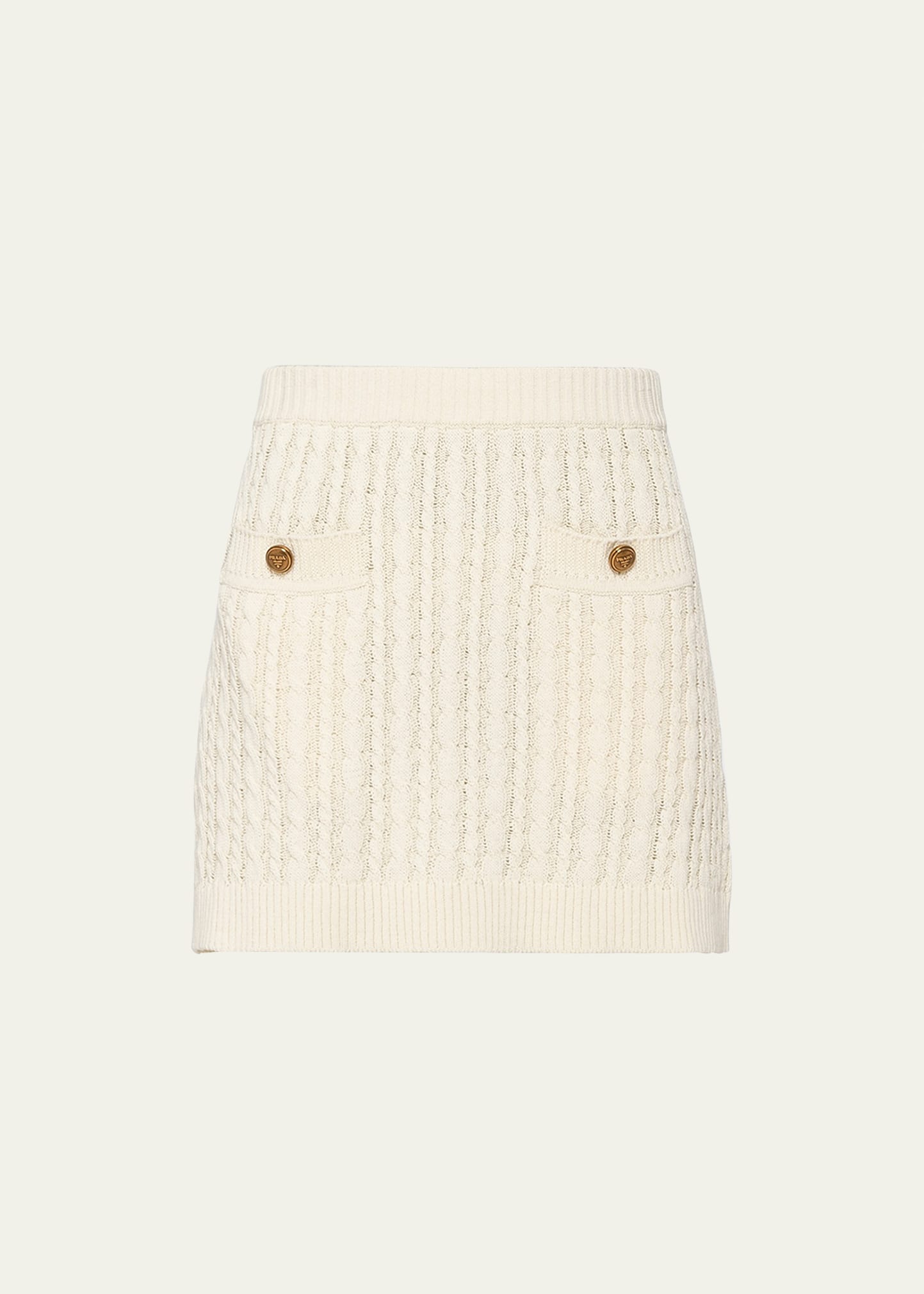 Shop Prada Cable-knit Mini Skirt In F0304 Avorio