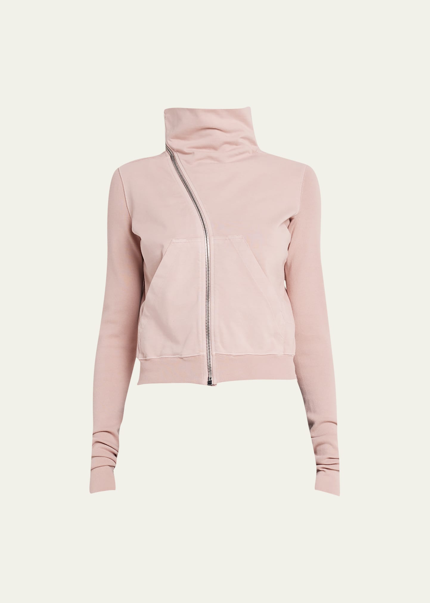 Drkshdw Rick Owens Asymmetric-zip Fitted Jacket In Faded Pink