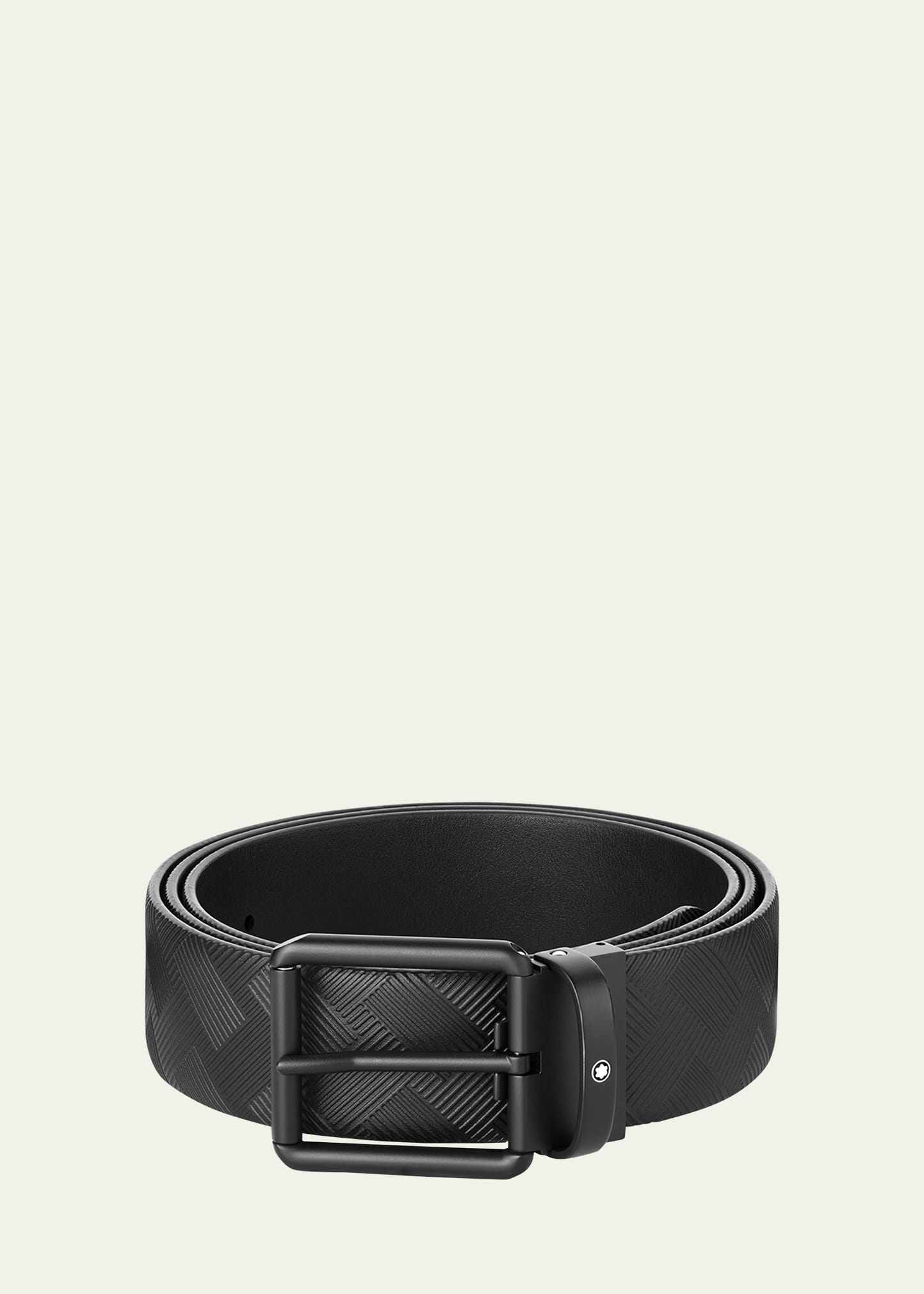 Montblanc Leather Patterned Belt In Black